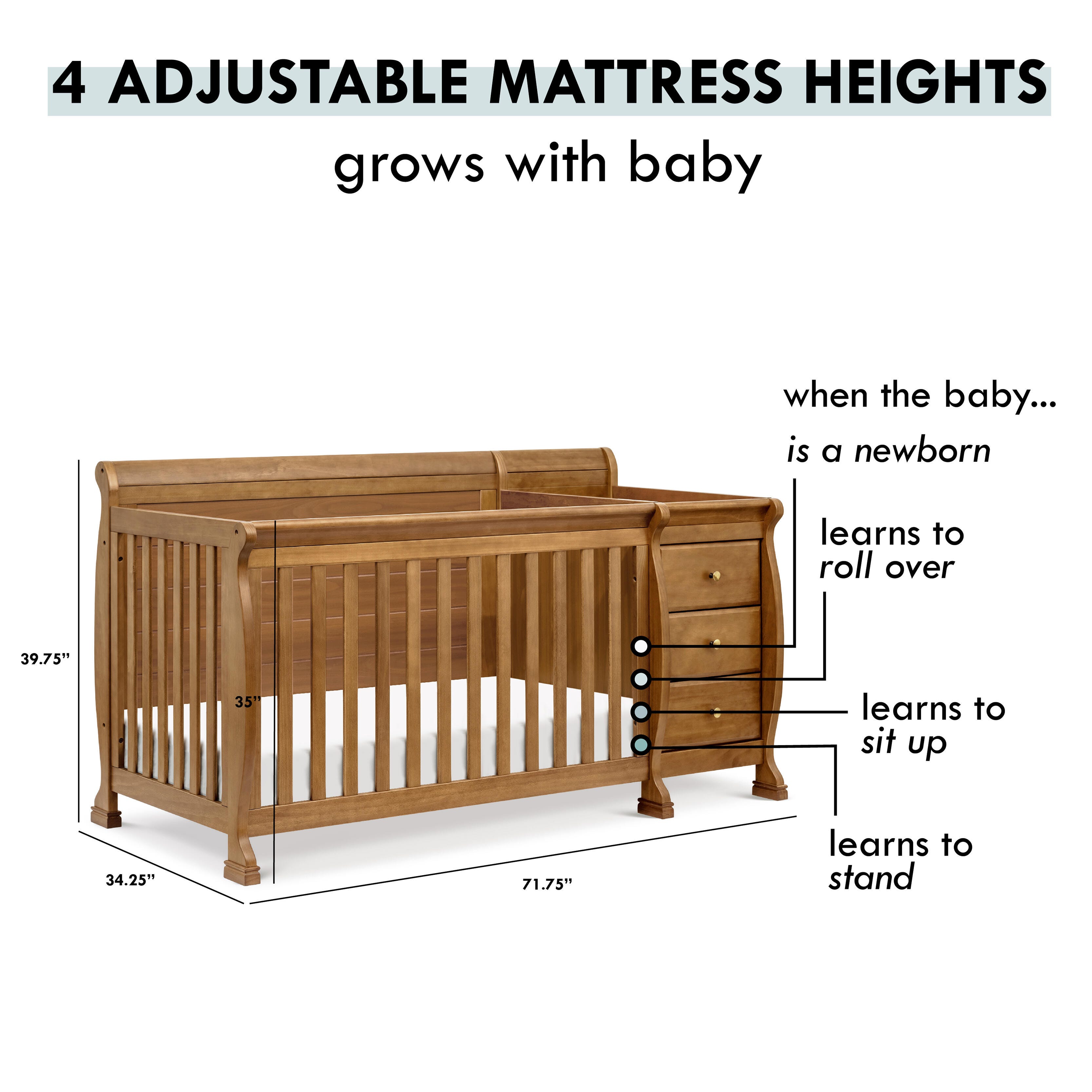 DaVinci Kalani 4-in-1 Crib and Changer Combo, , large