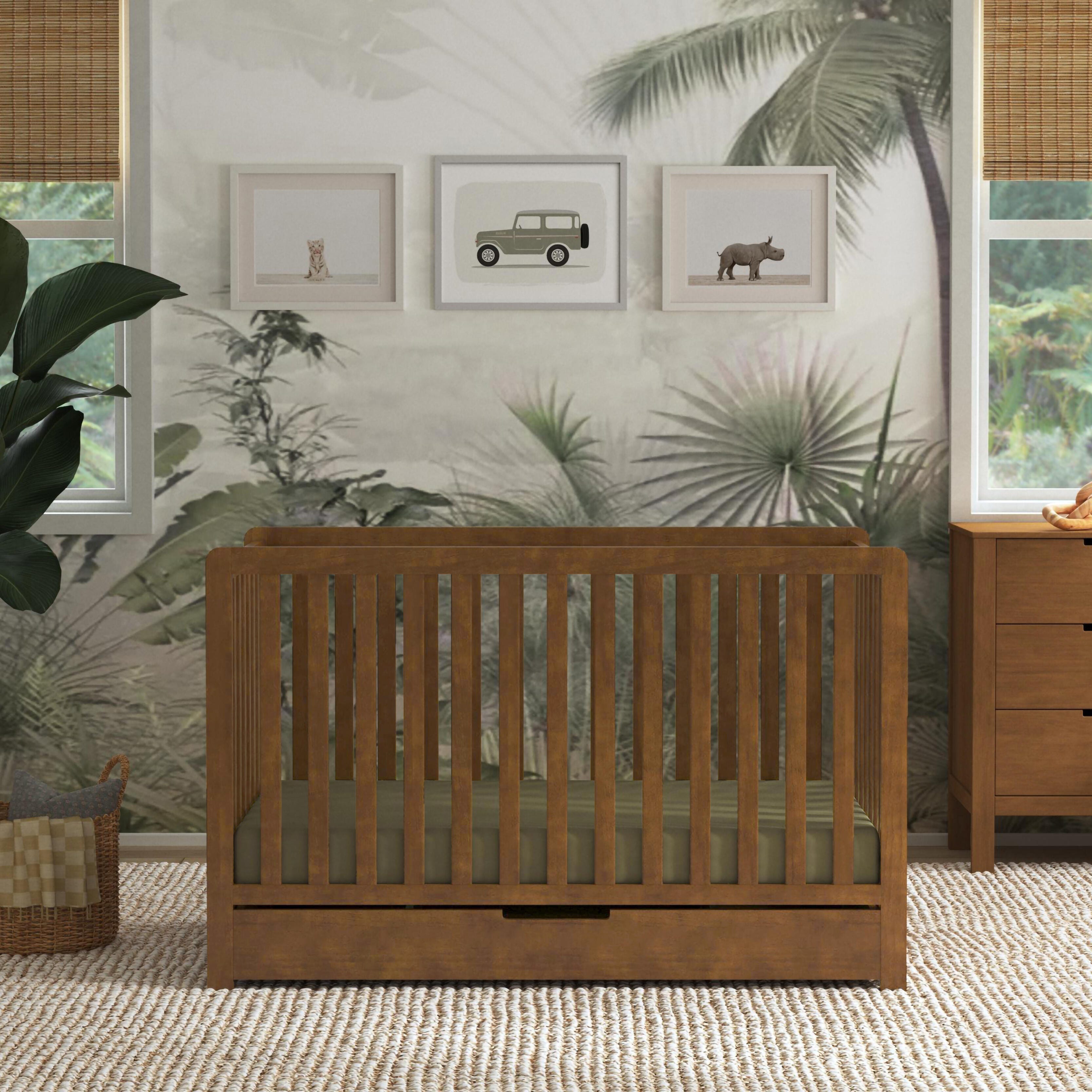 Carter's Colby 4-in-1 Convertible Crib with Trundle Drawer, Walnut, rollover