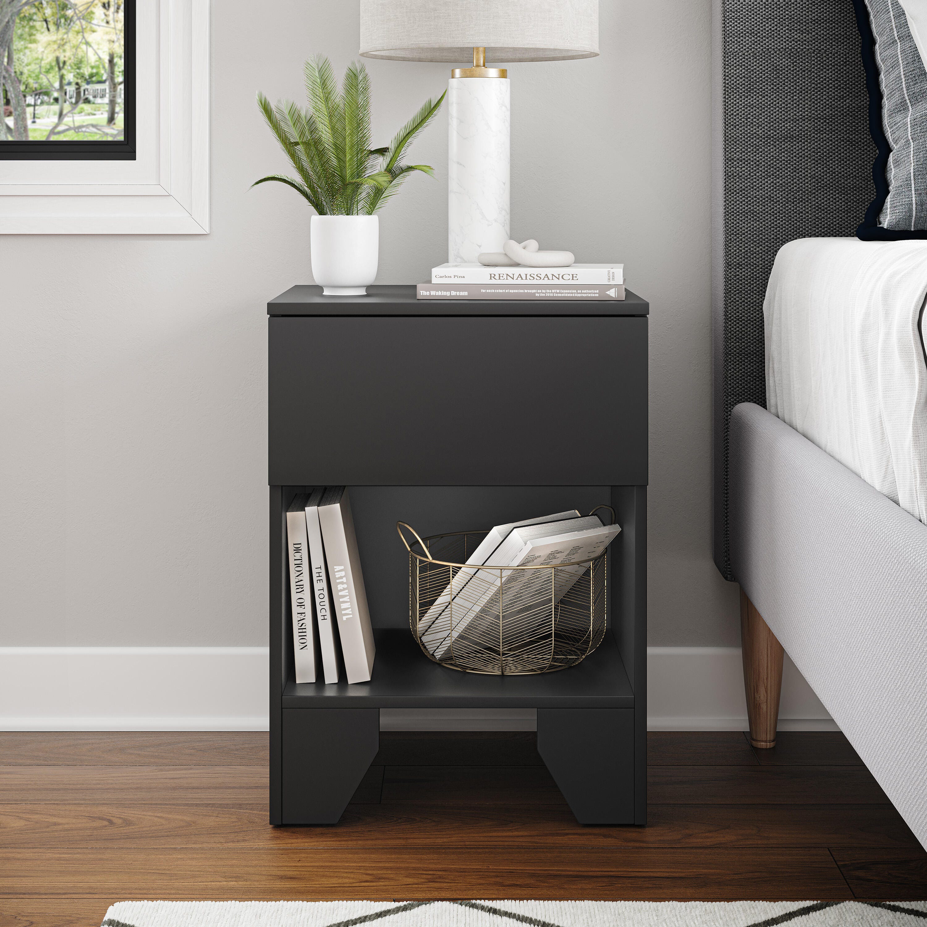 Arkotec Arabella Nightstand, Black, large