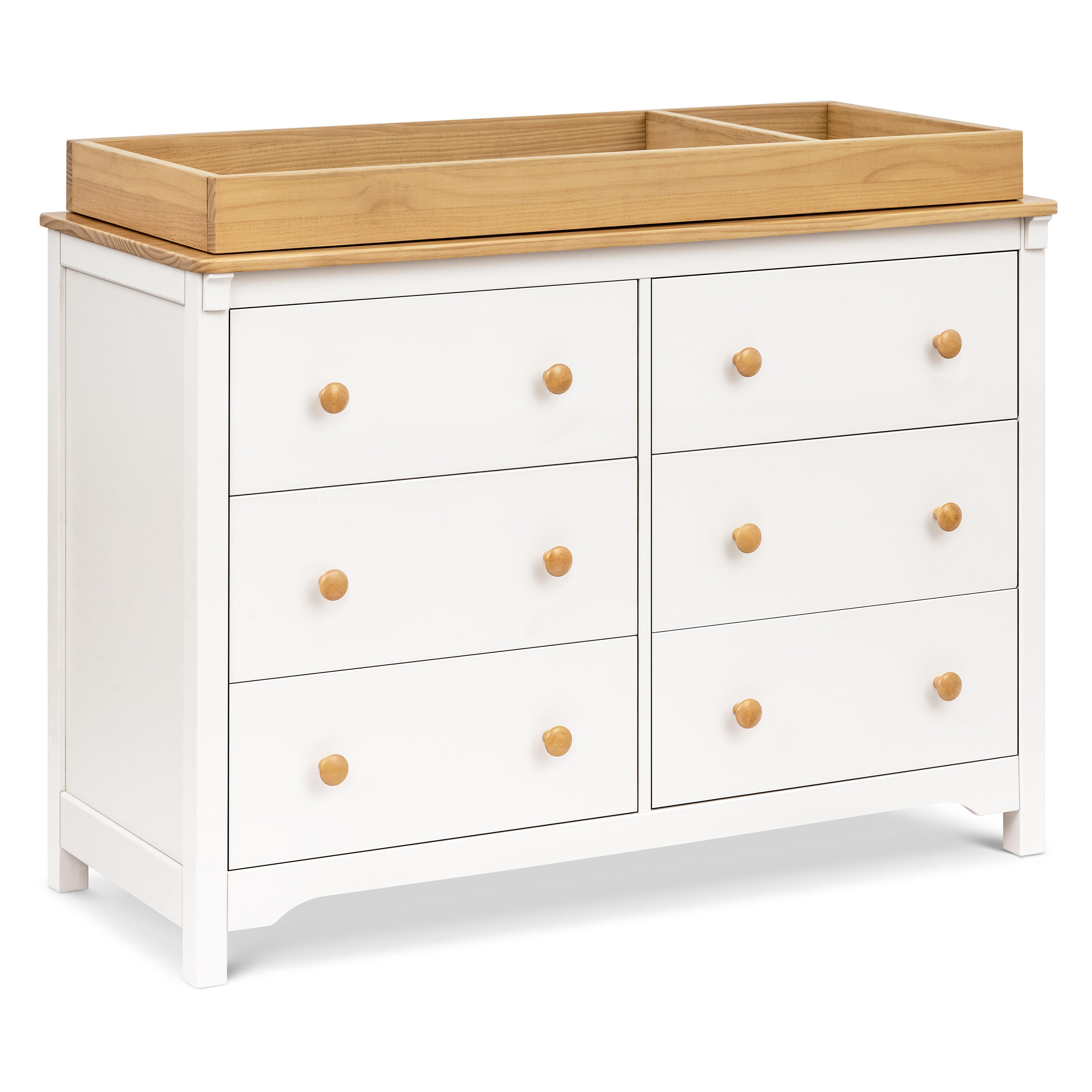 DaVinci Shea 6-Drawer Dresser, Warm White/Honey, large