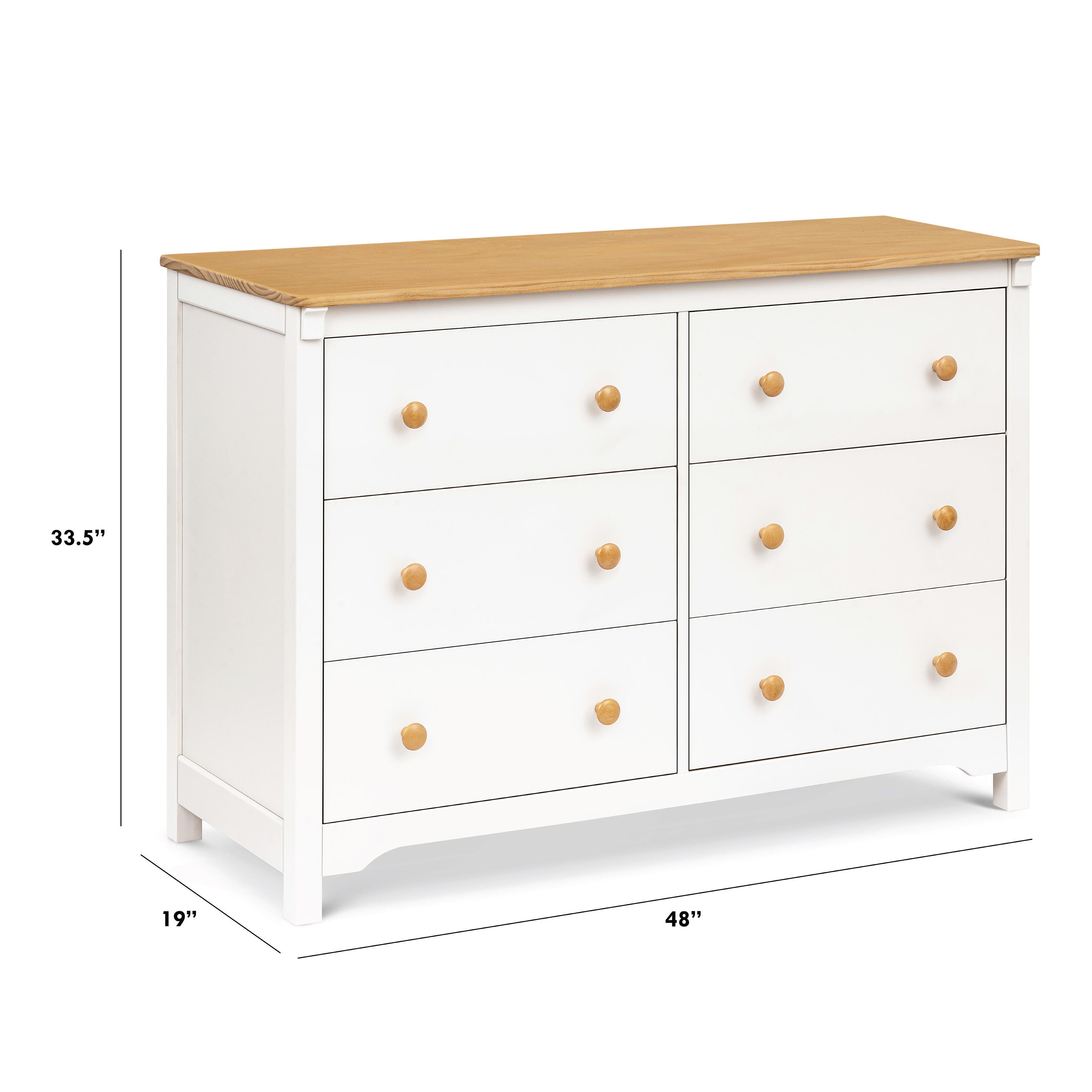DaVinci Shea 6-Drawer Dresser, Warm White/Honey, large