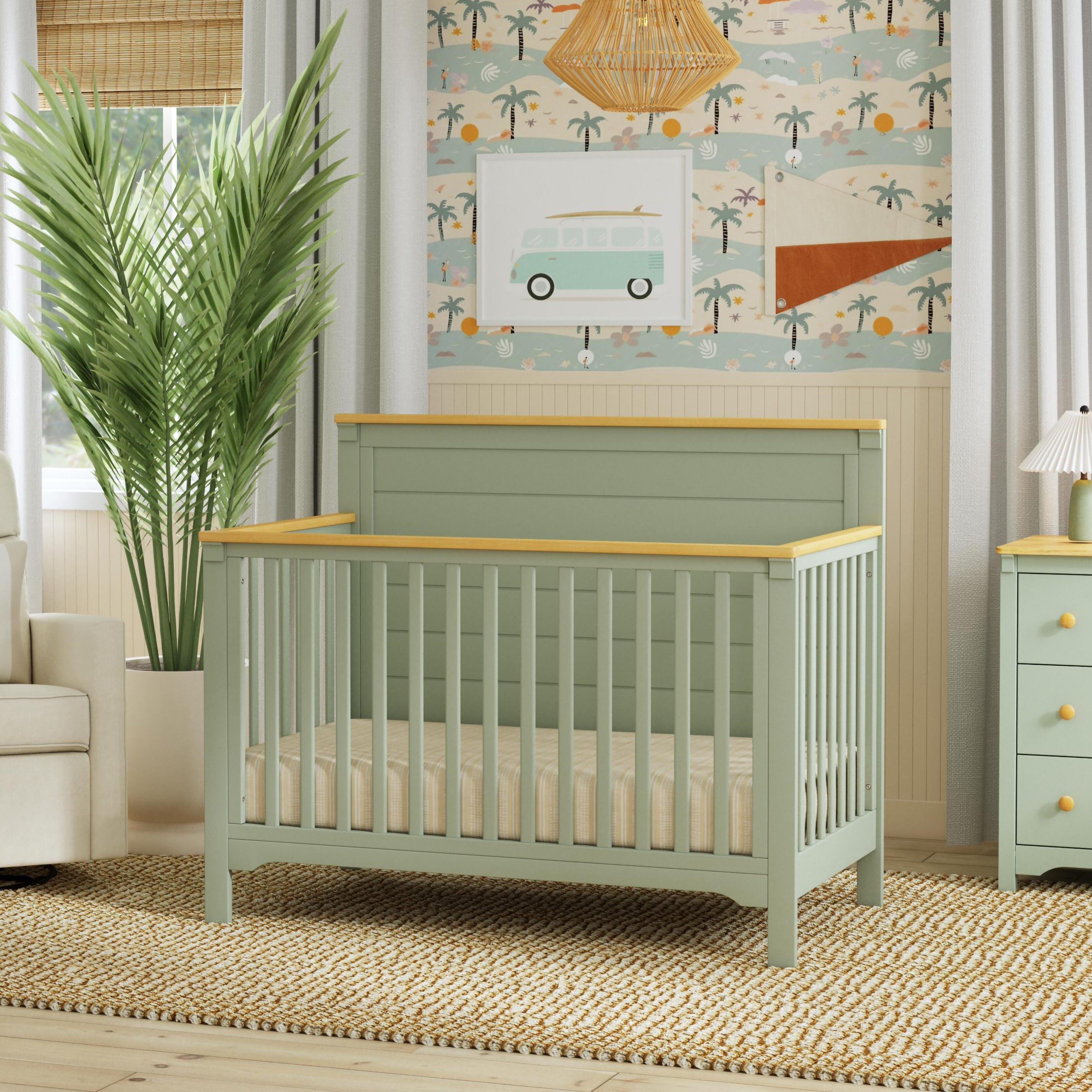 DaVinci Shea 4-in-1 Convertible Crib, Light Sage/Honey, large