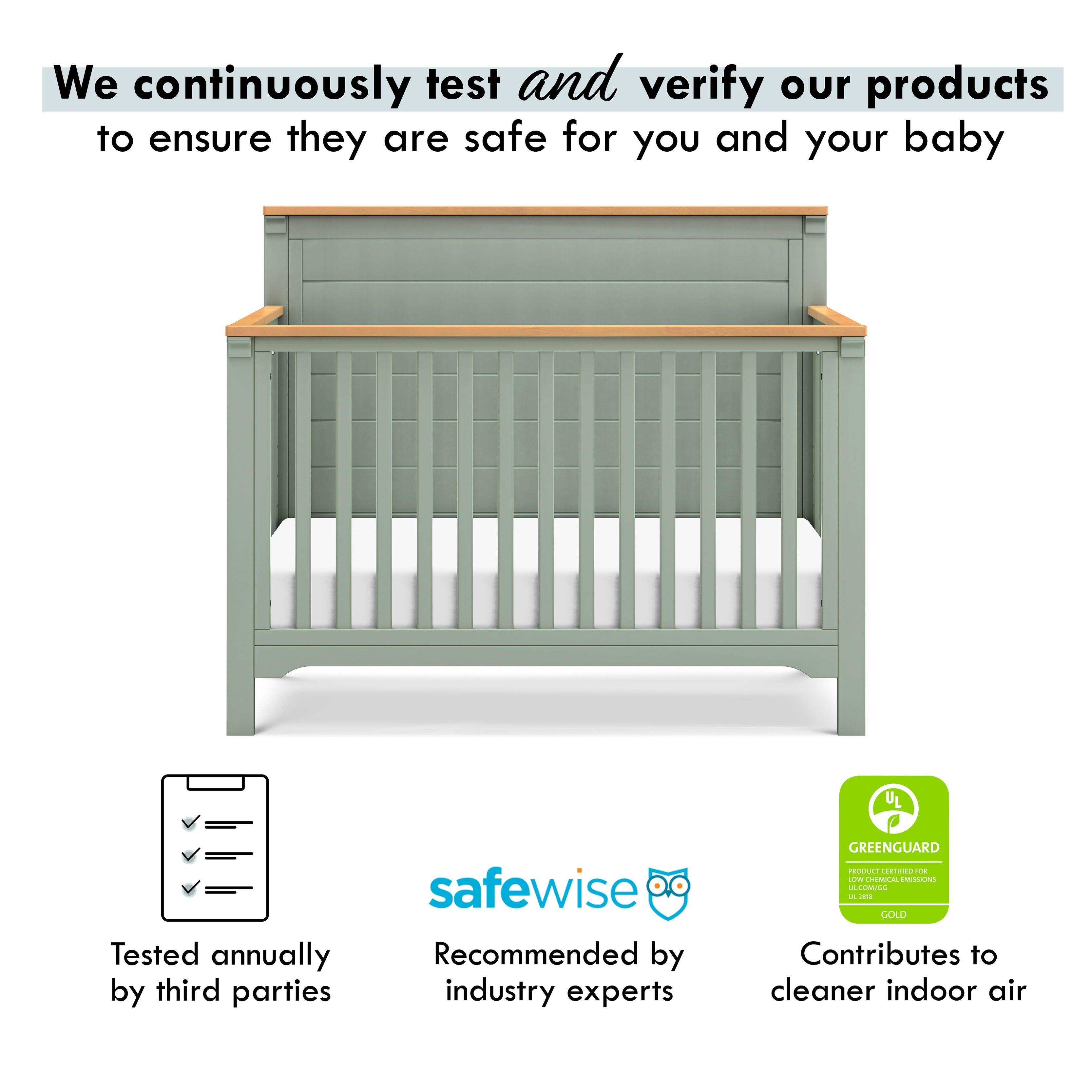 DaVinci Shea 4-in-1 Convertible Crib, Light Sage/Honey, large