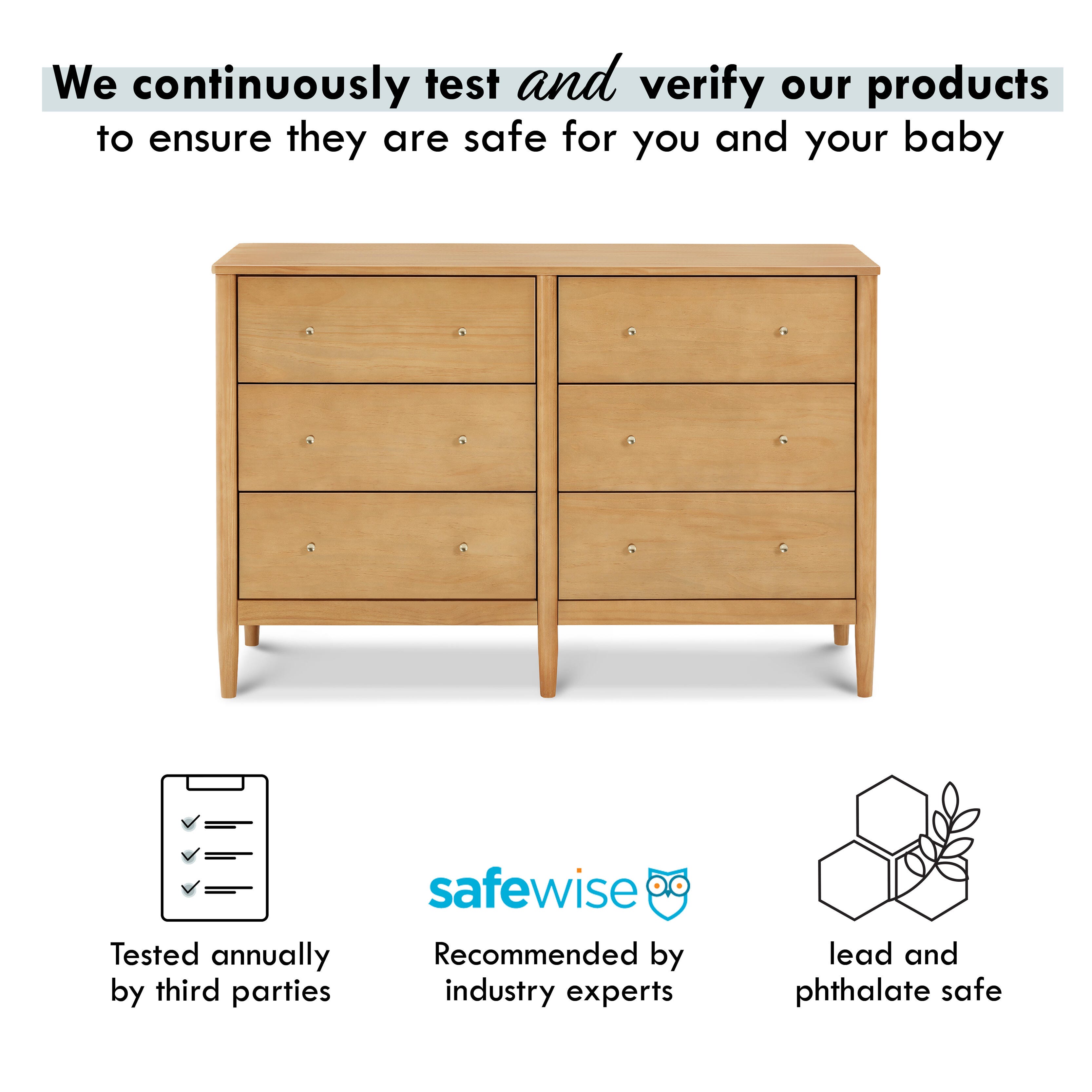 DaVinci Frem 6-Drawer Dresser, Honey, large