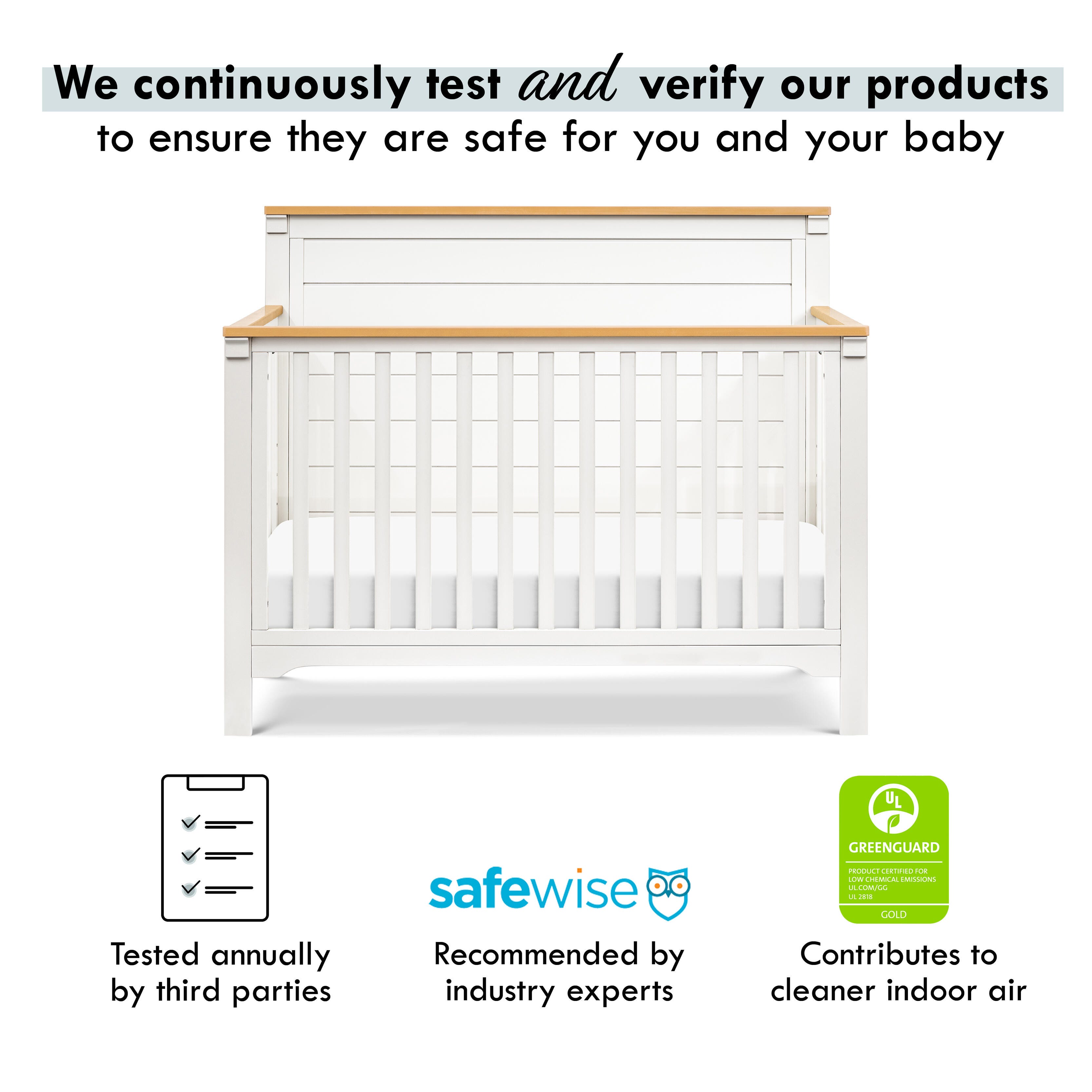 DaVinci Shea 4-in-1 Convertible Crib, Warm White/Honey, large