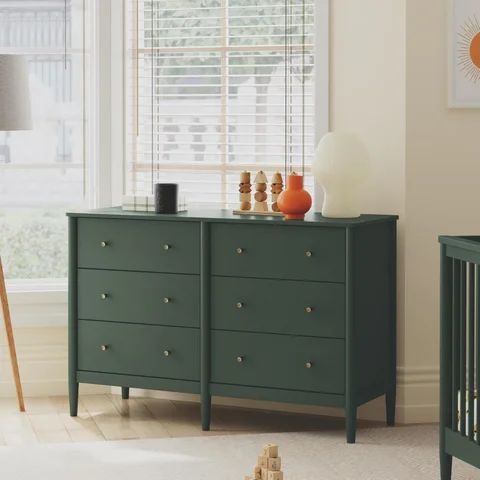 olive green dresser SOLD EXAMPLE ONLY Antique Serpentine Curvy Gold and Cerused Limed Oak DaVinci Frem 6-Drawer Dresser |