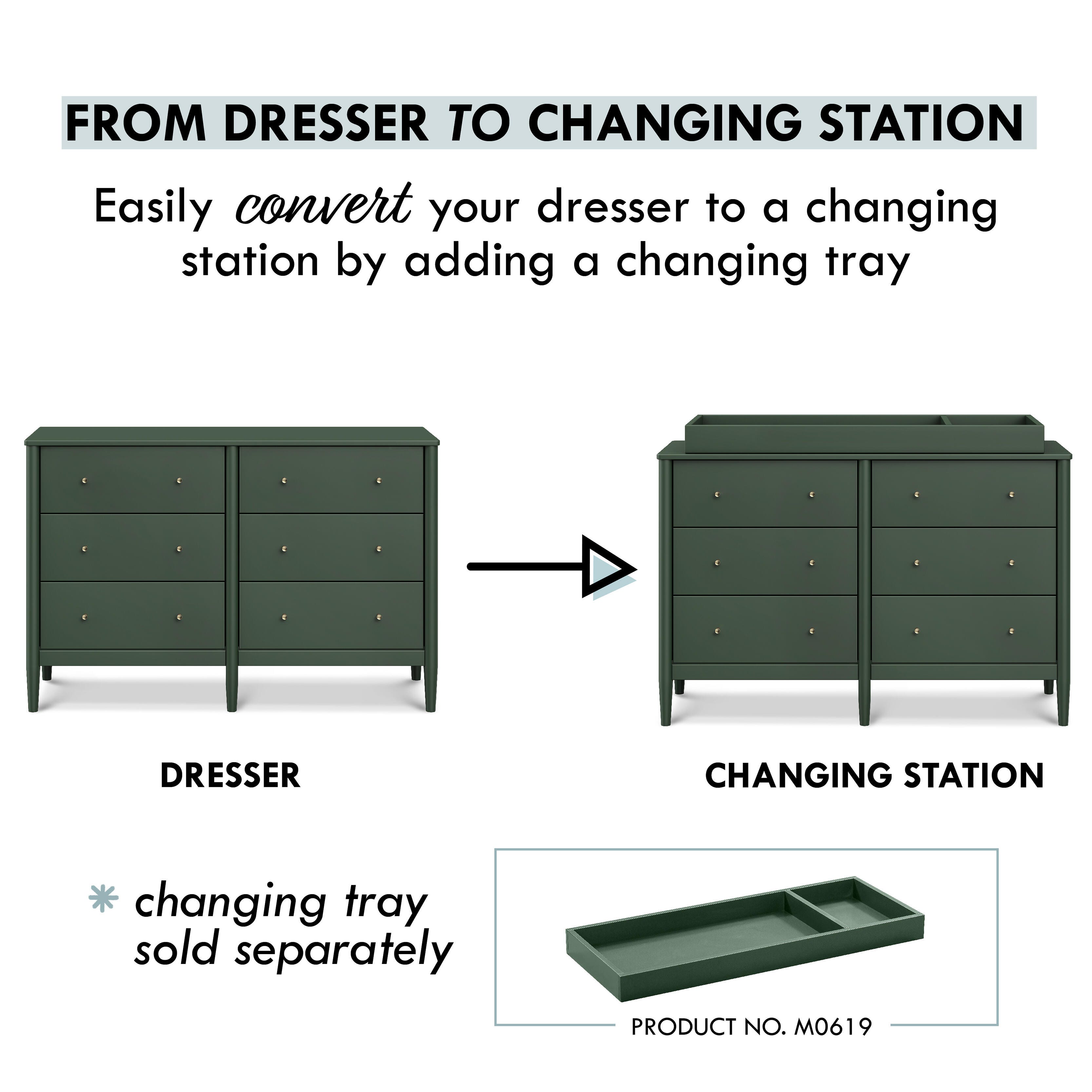 DaVinci Frem 6-Drawer Dresser, Forest Green, large