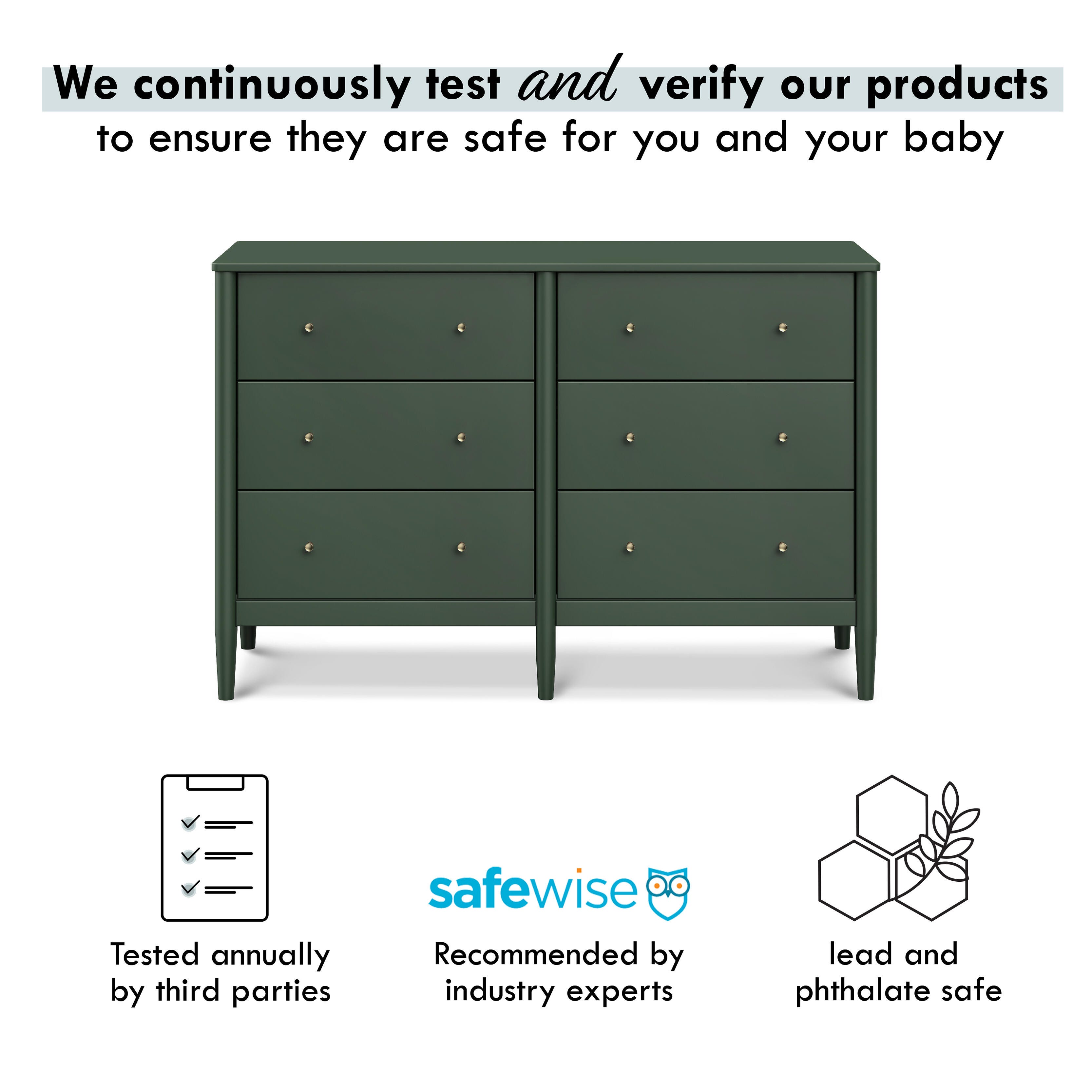 DaVinci Frem 6-Drawer Dresser, Forest Green, large