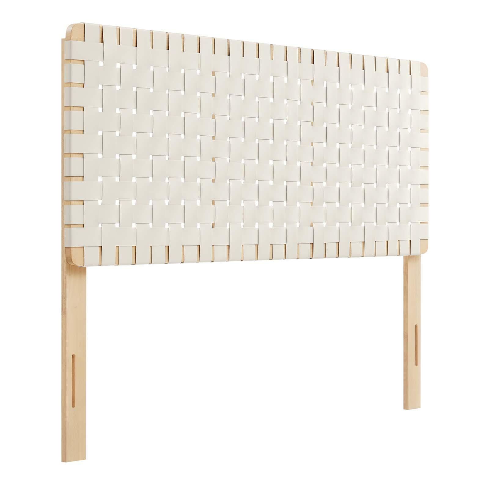 Sparta Weave Full Vegan Leather Headboard, Natural/Beige, large
