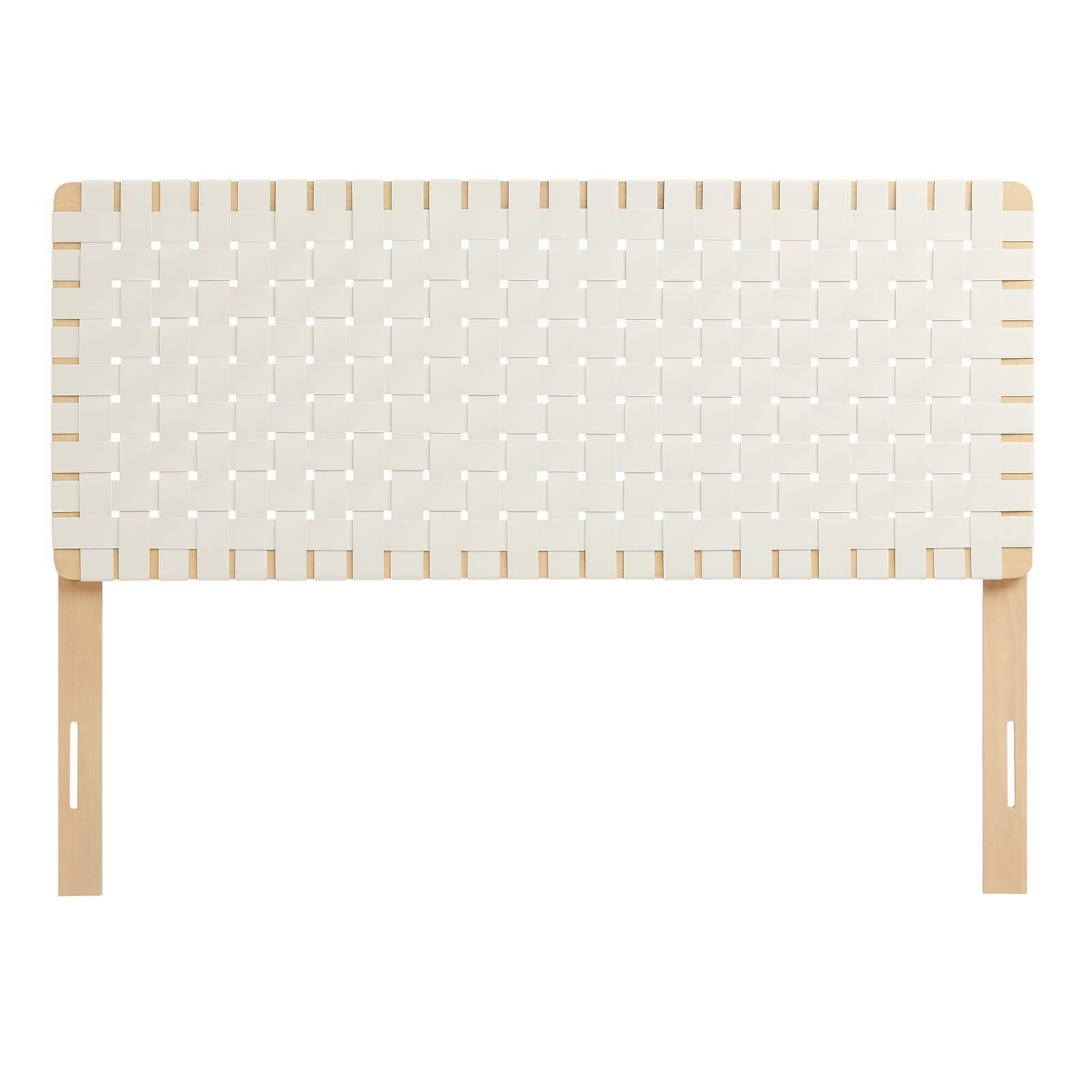 Sparta Weave Full Vegan Leather Headboard, Natural/Beige, large