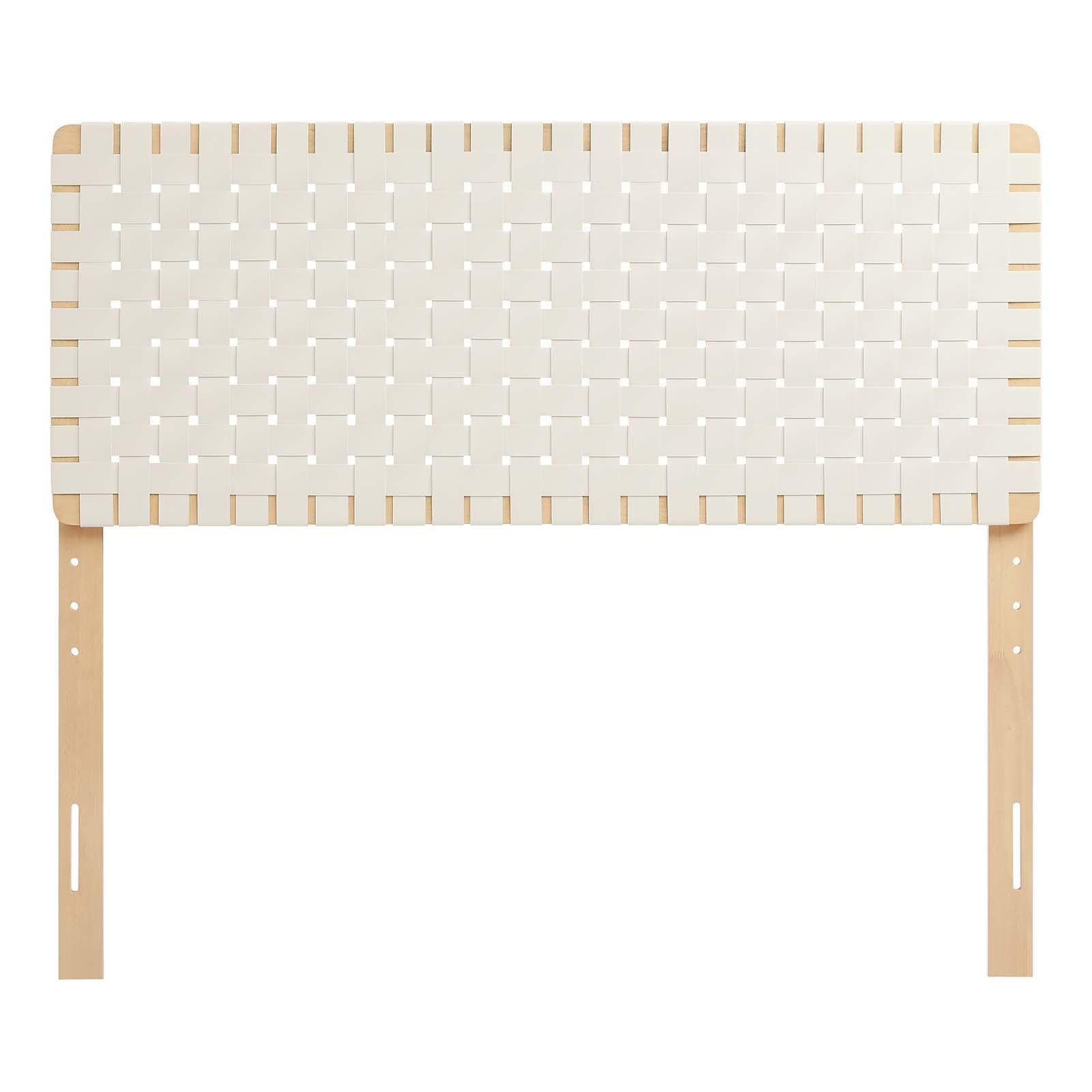 Sparta Weave Full Vegan Leather Headboard, Natural/Beige, large