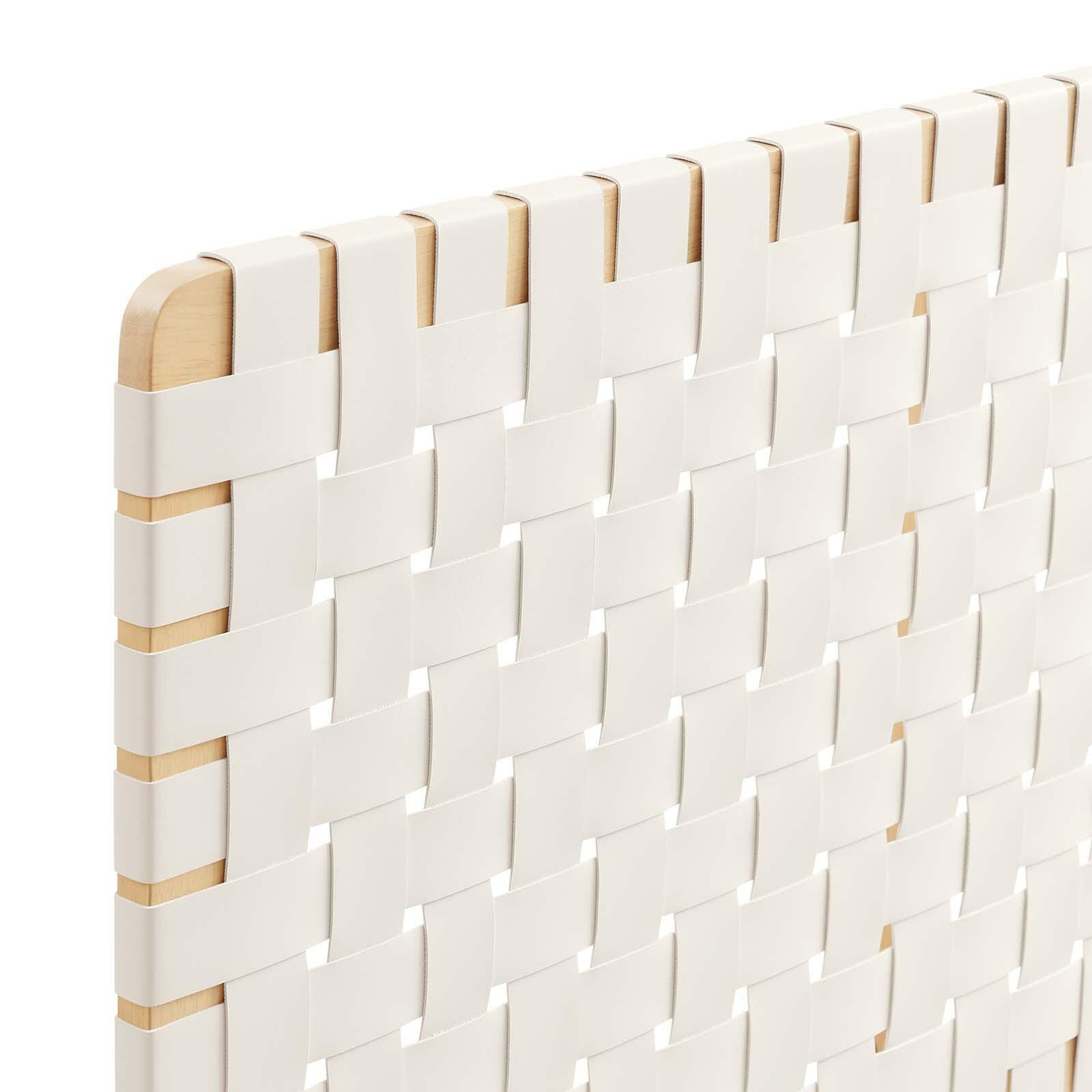 Sparta Weave Full Vegan Leather Headboard, Natural/Beige, large