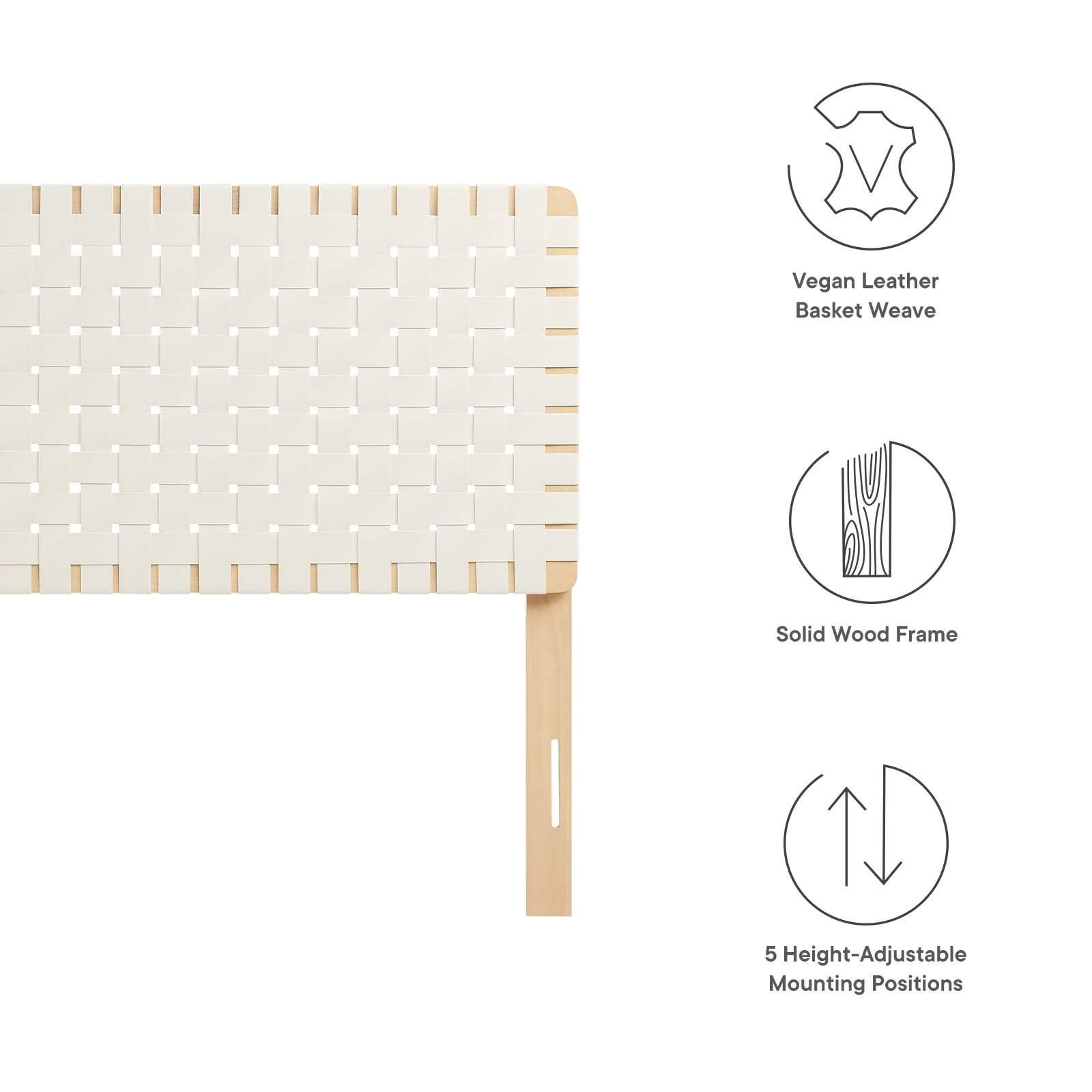 Sparta Weave Full Vegan Leather Headboard, Natural/Beige, large