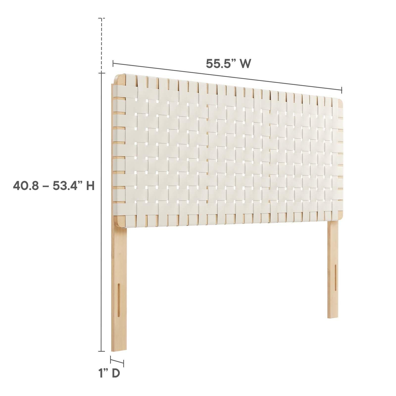 Sparta Weave Full Vegan Leather Headboard, Natural/Beige, large