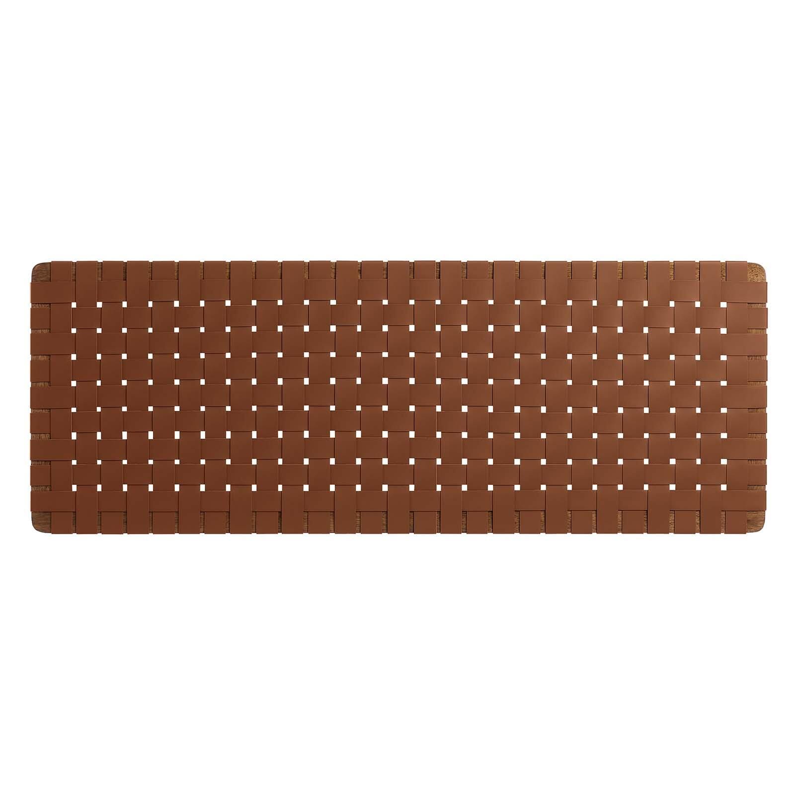 Sparta Weave Wall-Mount Queen Vegan Leather Headboard, Walnut/Brown, large