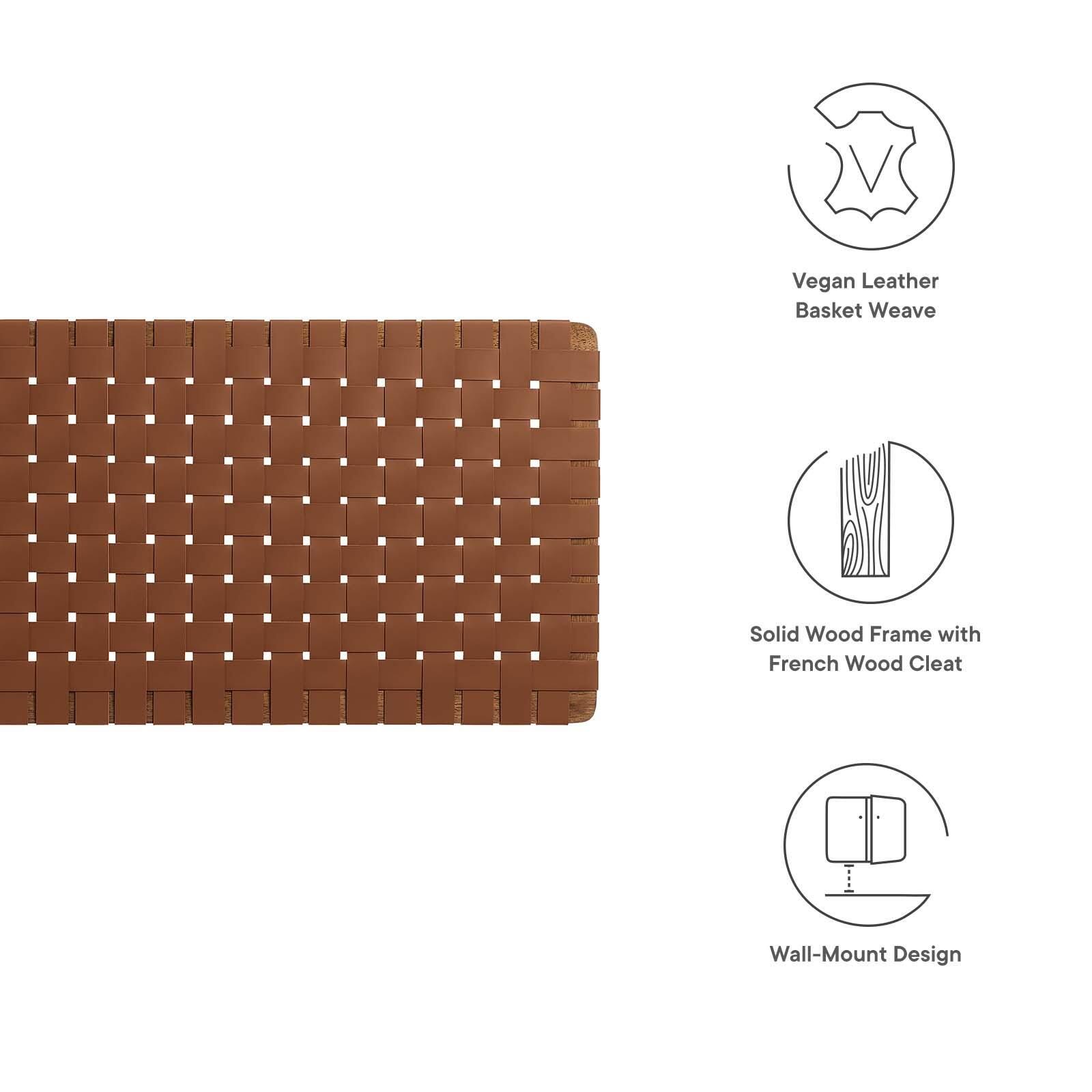 Sparta Weave Wall-Mount Queen Vegan Leather Headboard, Walnut/Brown, large