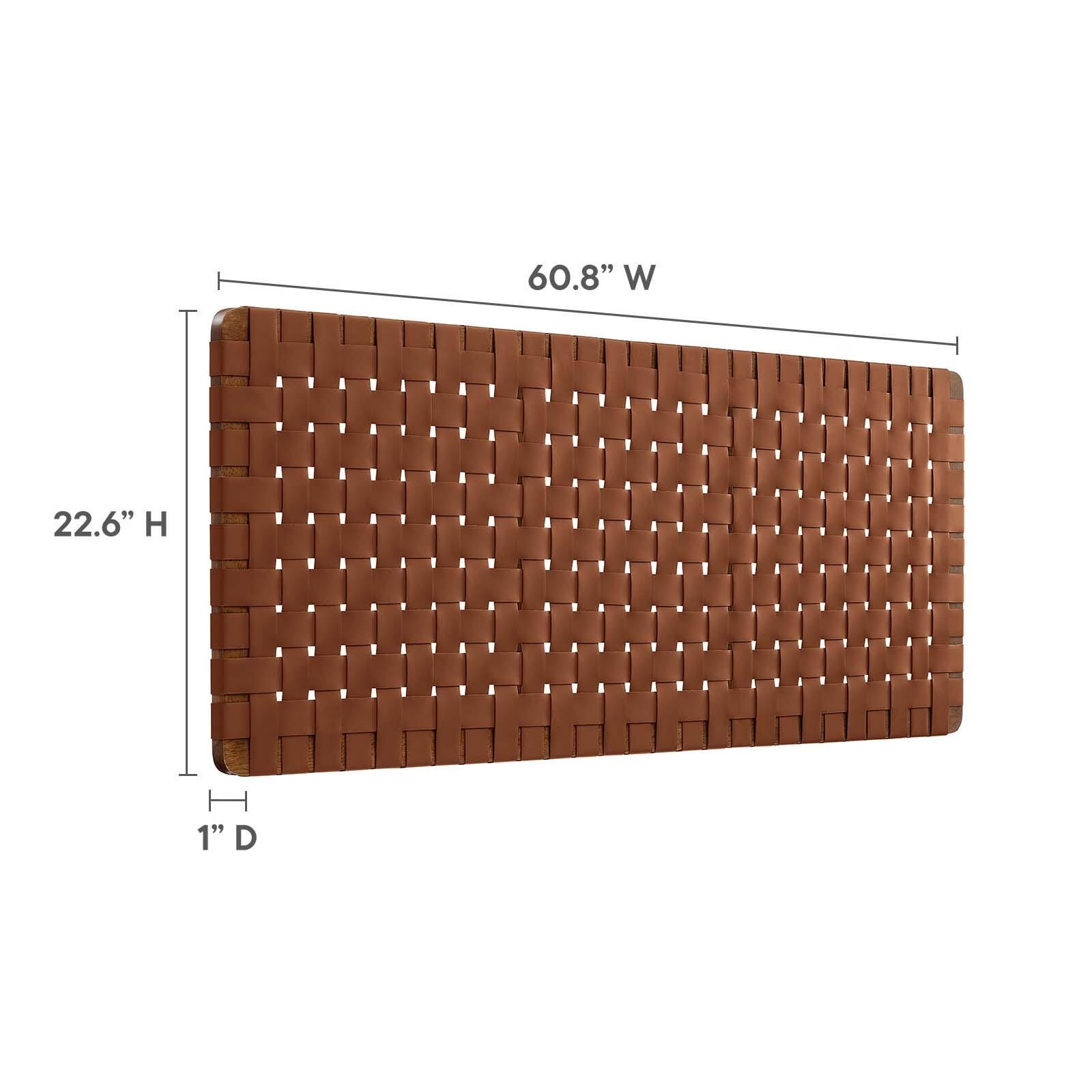 Sparta Weave Wall-Mount Queen Vegan Leather Headboard, Walnut/Brown, large