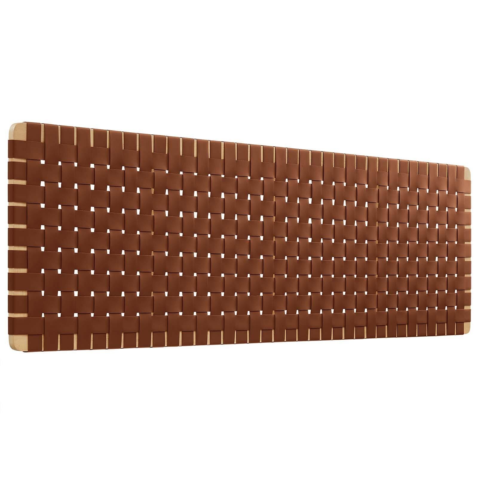 Sparta Weave Wall-Mount King Vegan Leather Headboard, Natural/Brown, large