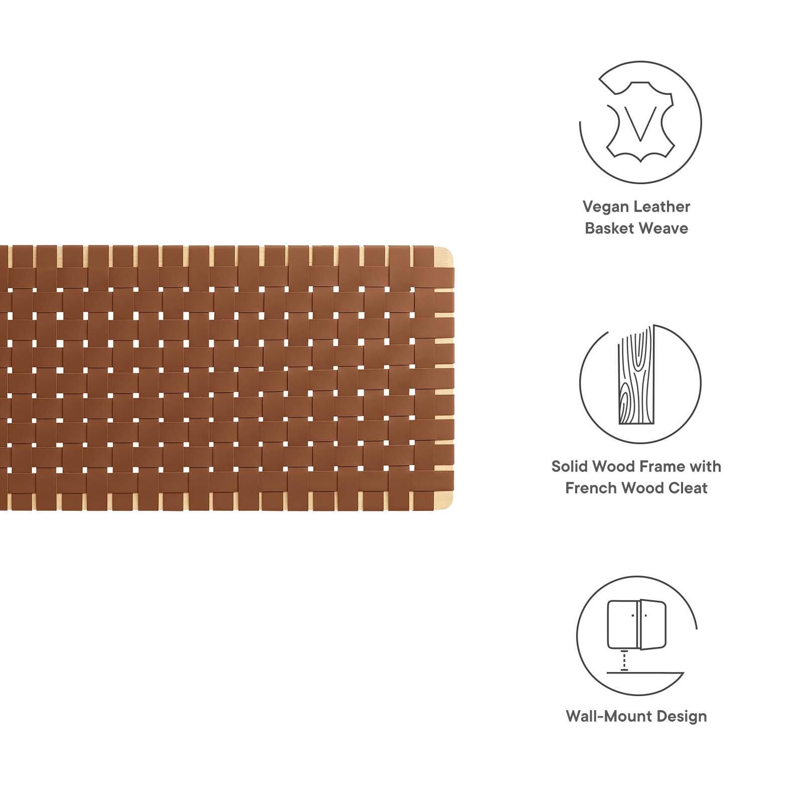 Sparta Weave Wall-Mount King Vegan Leather Headboard, Natural/Brown, large
