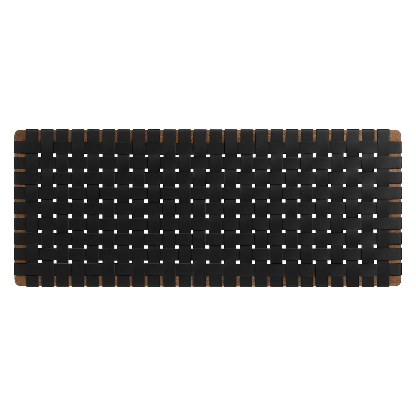 Sparta Weave Wall-Mount Full Vegan Leather Headboard, Walnut/Black, large