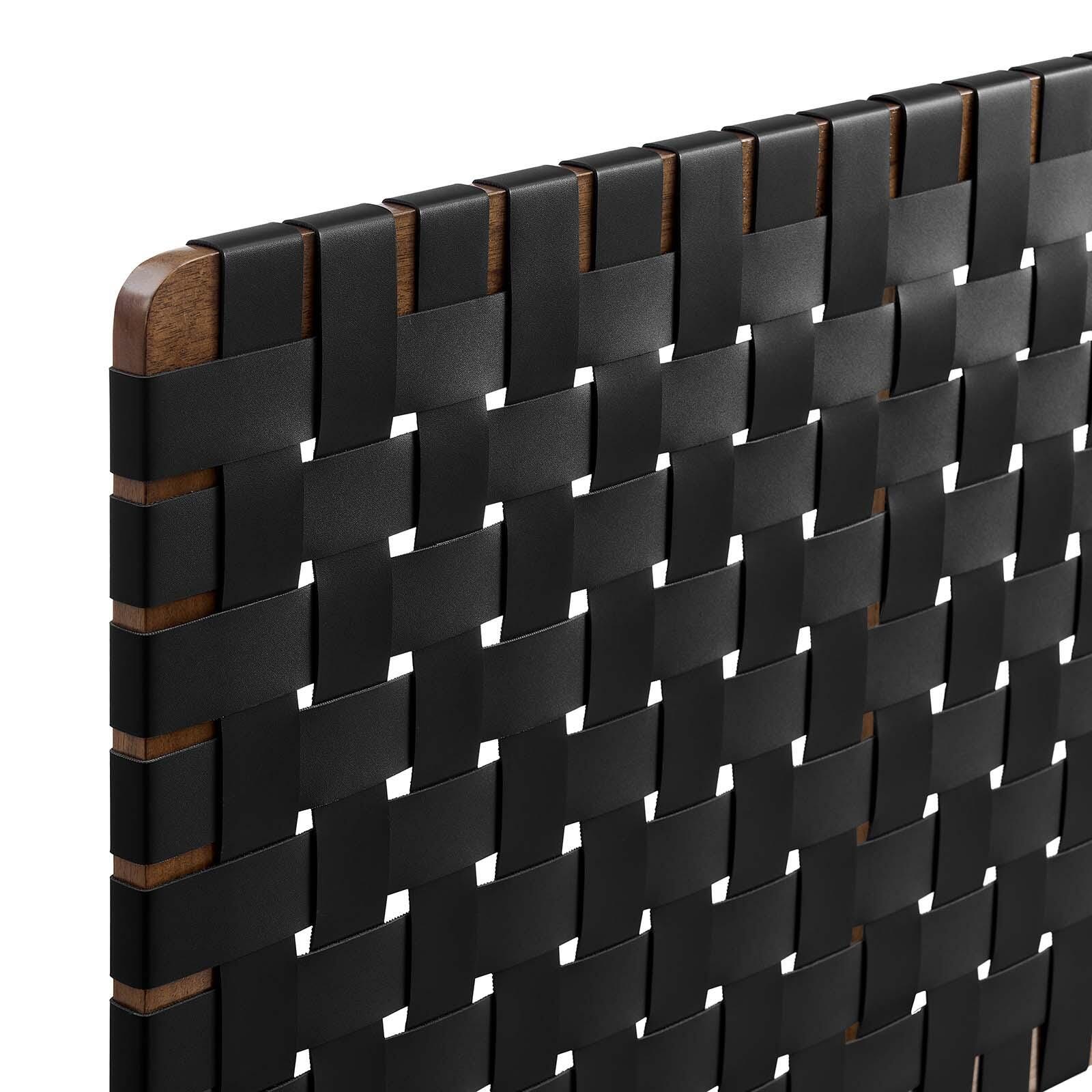 Sparta Weave Wall-Mount Full Vegan Leather Headboard, Walnut/Black, large