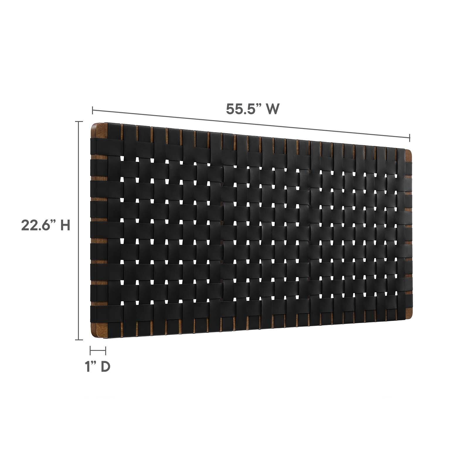 Sparta Weave Wall-Mount Full Vegan Leather Headboard, Walnut/Black, large