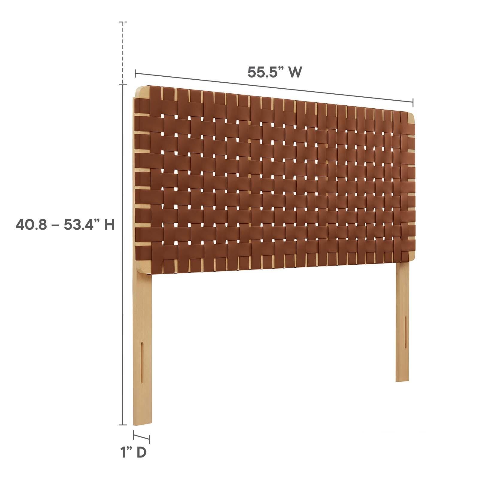 Sparta Weave Full Vegan Leather Headboard, Natural/Brown, large
