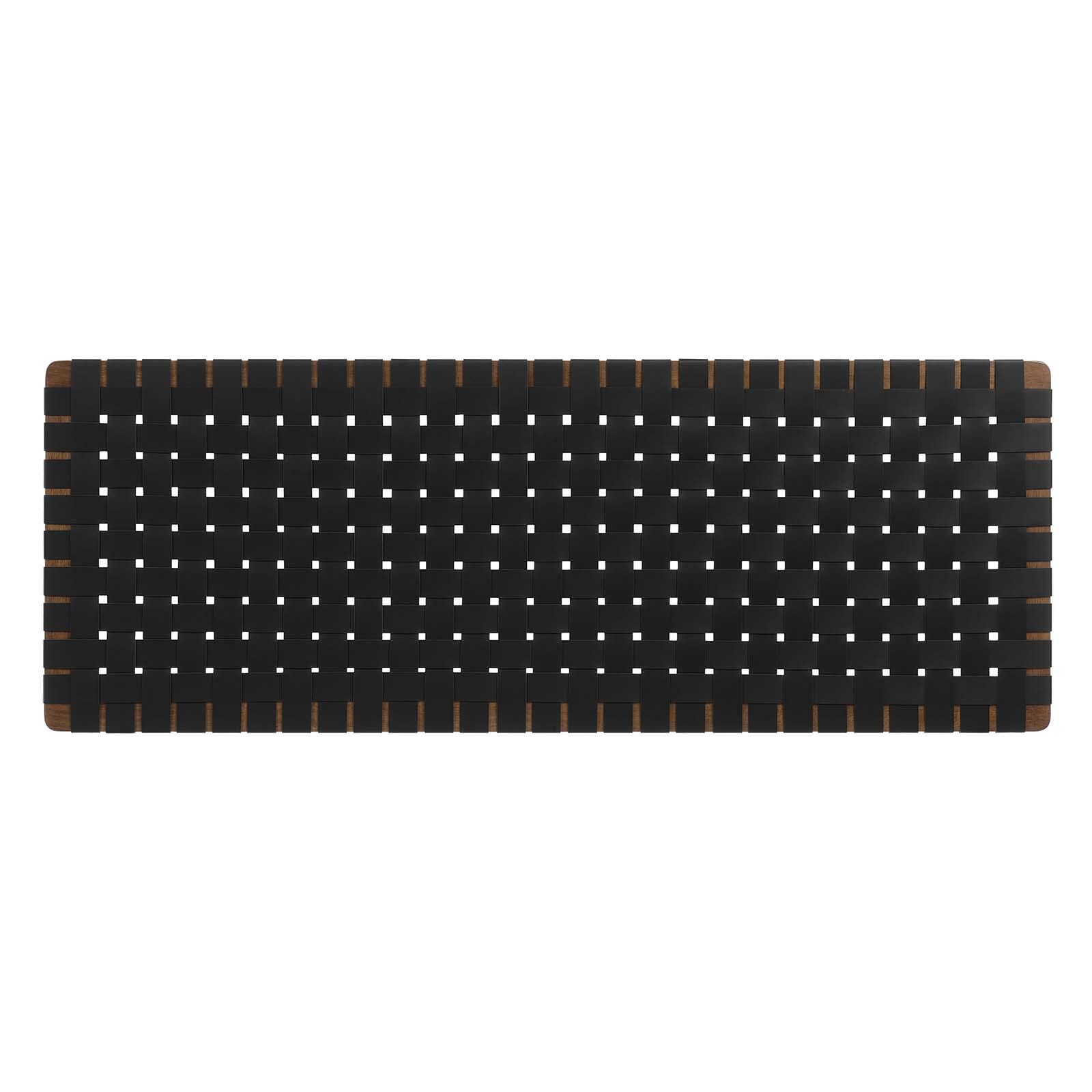 Sparta Weave Wall-Mount Queen Vegan Leather Headboard, Walnut/Black, large