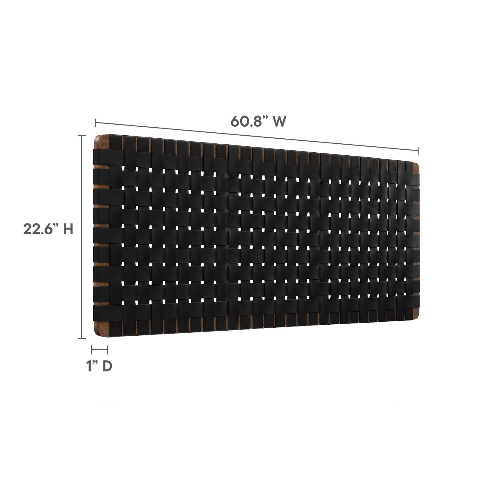Sparta Weave Wall-Mount Queen Vegan Leather Headboard, Walnut/Black, large