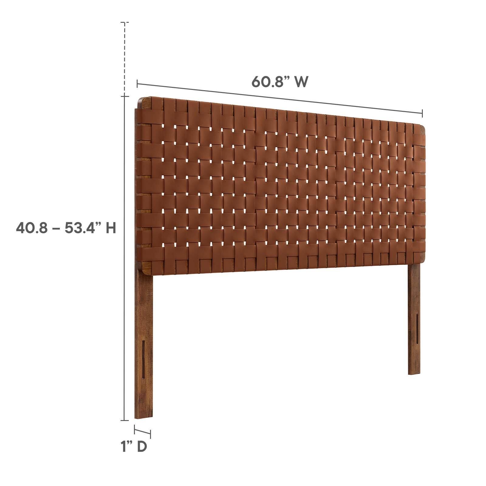Sparta Weave Queen Vegan Leather Headboard, Walnut/Brown, large