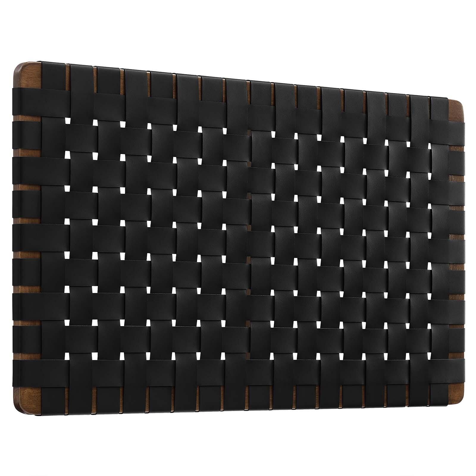 Sparta Weave Wall-Mount Twin Vegan Leather Headboard, Walnut/Black, large
