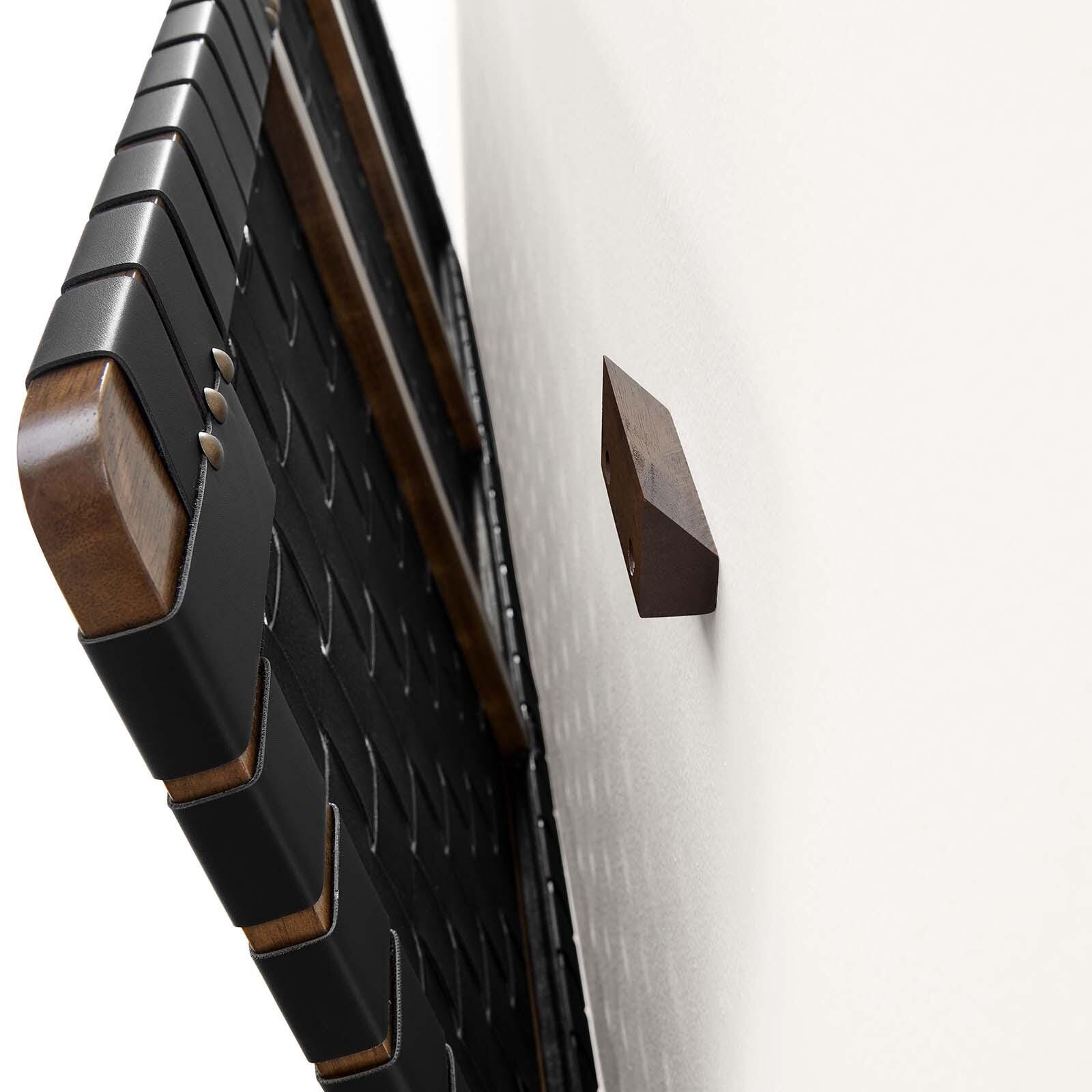 Sparta Weave Wall-Mount Twin Vegan Leather Headboard, Walnut/Black, large