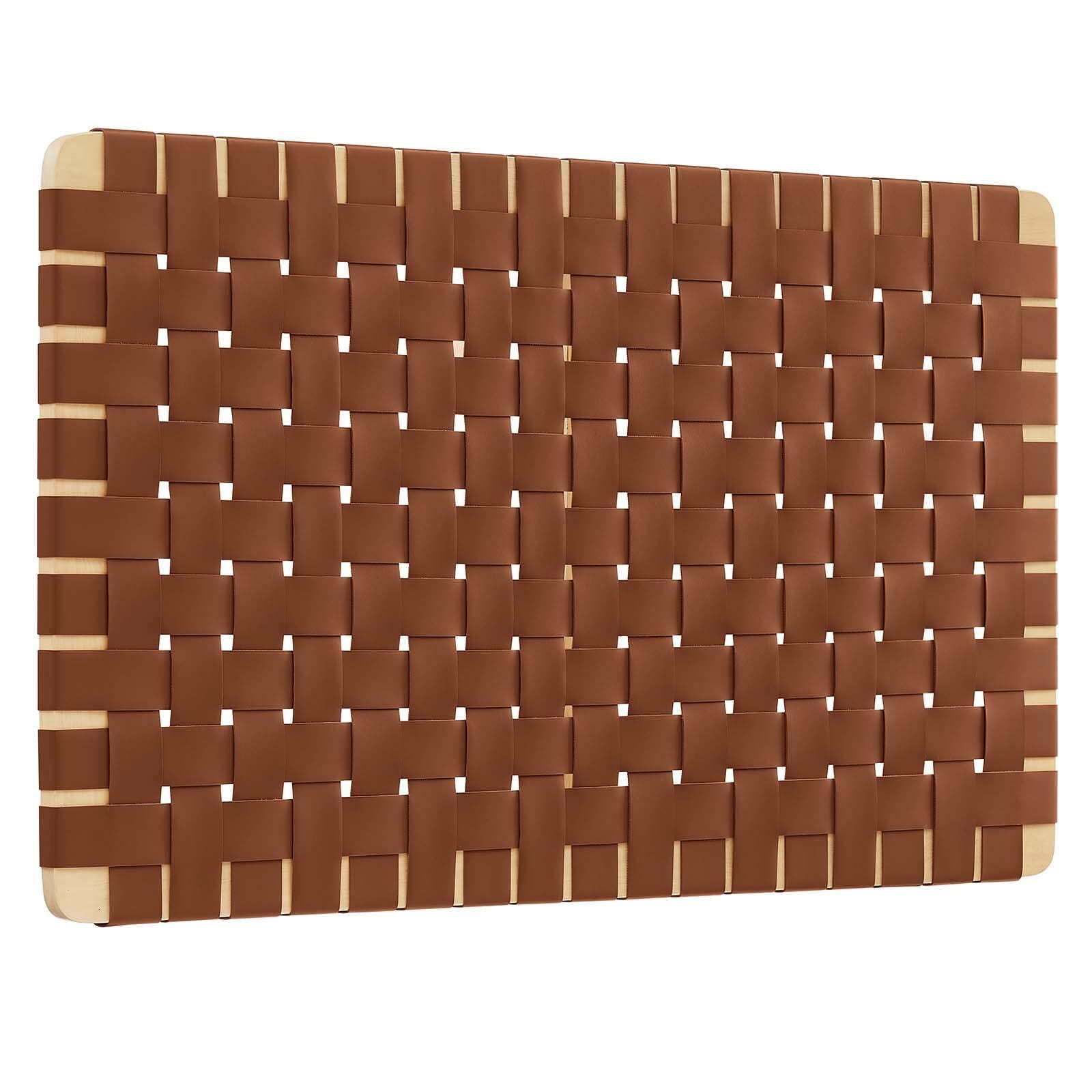 Sparta Weave Wall-Mount Twin Vegan Leather Headboard, Natural/Brown, large