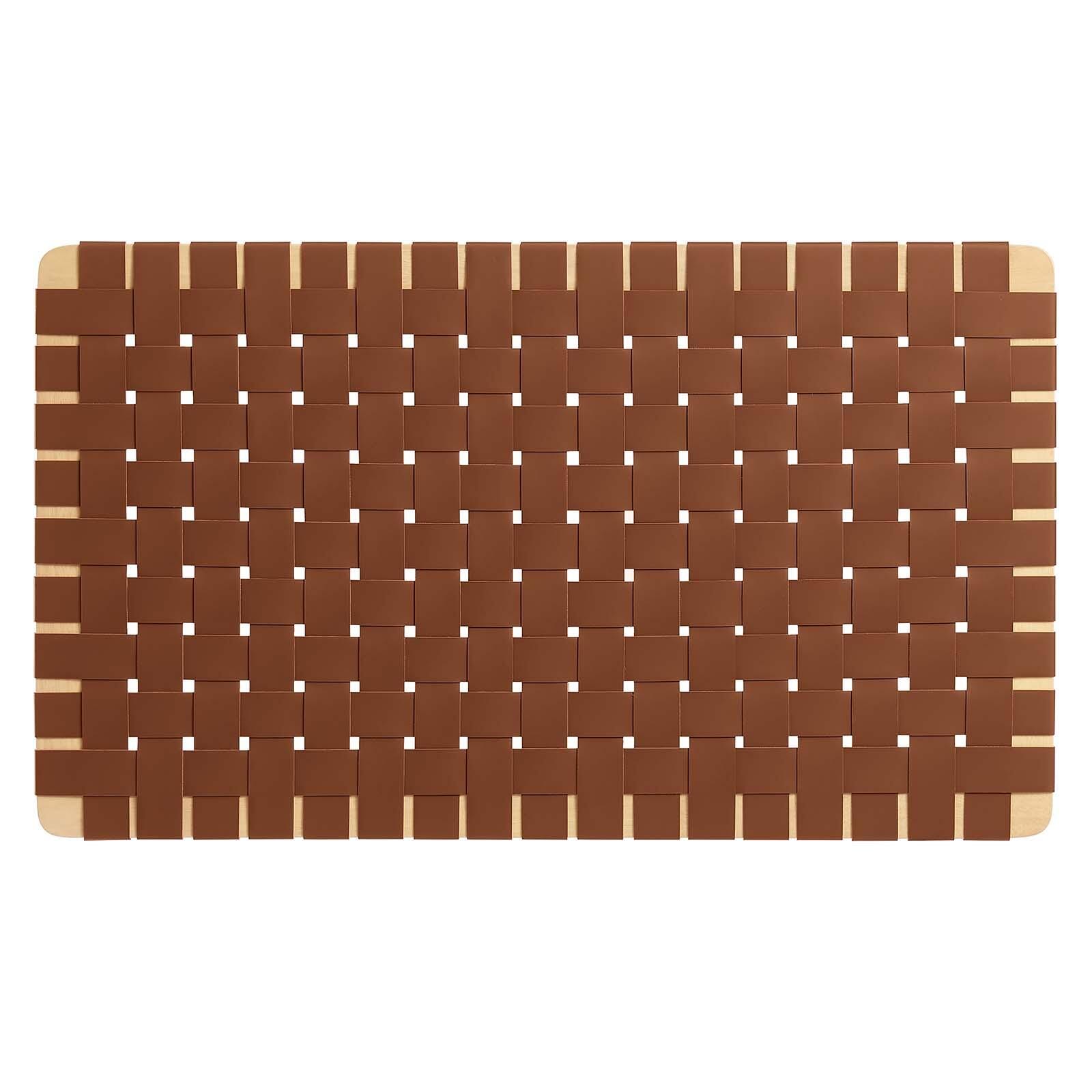 Sparta Weave Wall-Mount Twin Vegan Leather Headboard, Natural/Brown, large