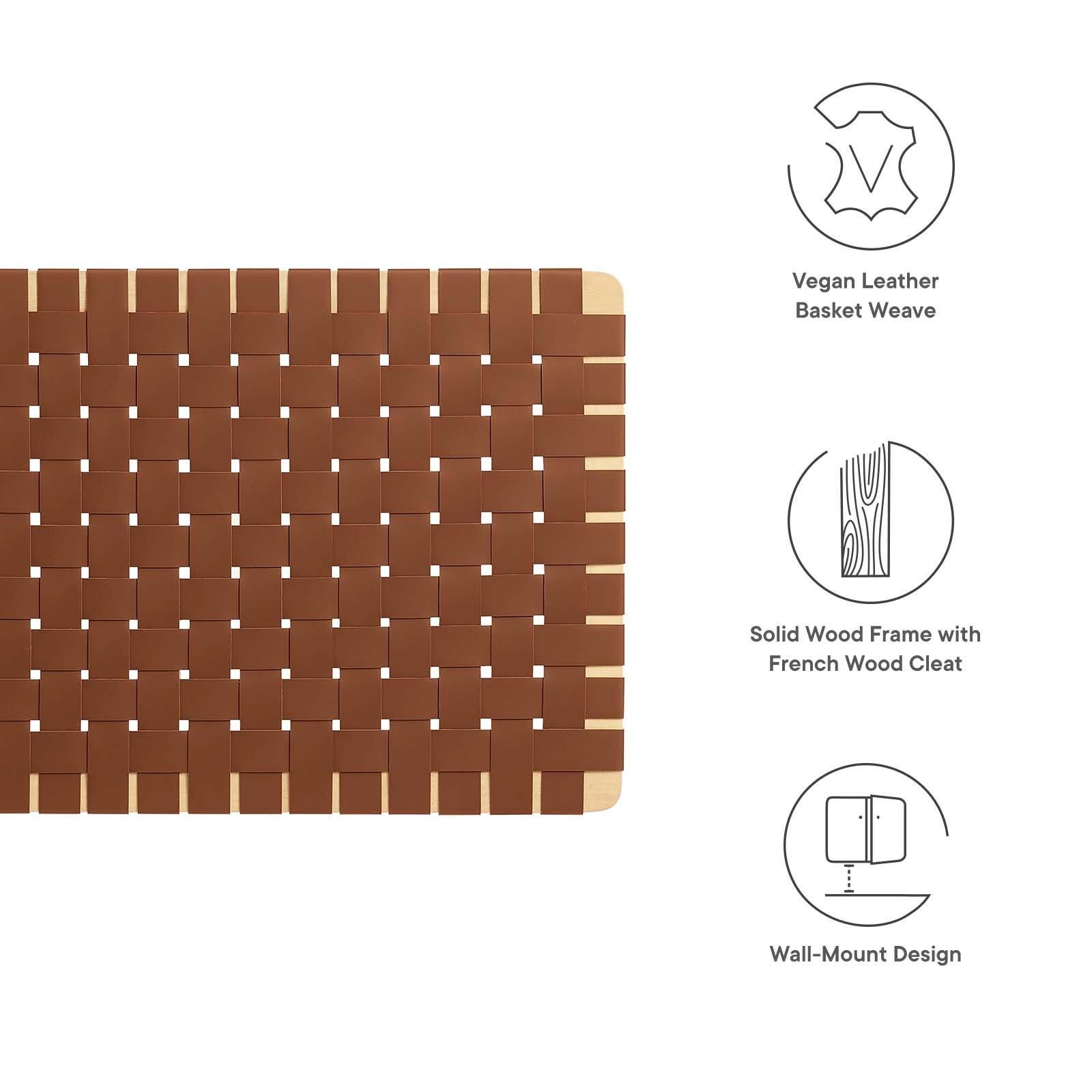 Sparta Weave Wall-Mount Twin Vegan Leather Headboard, Natural/Brown, large