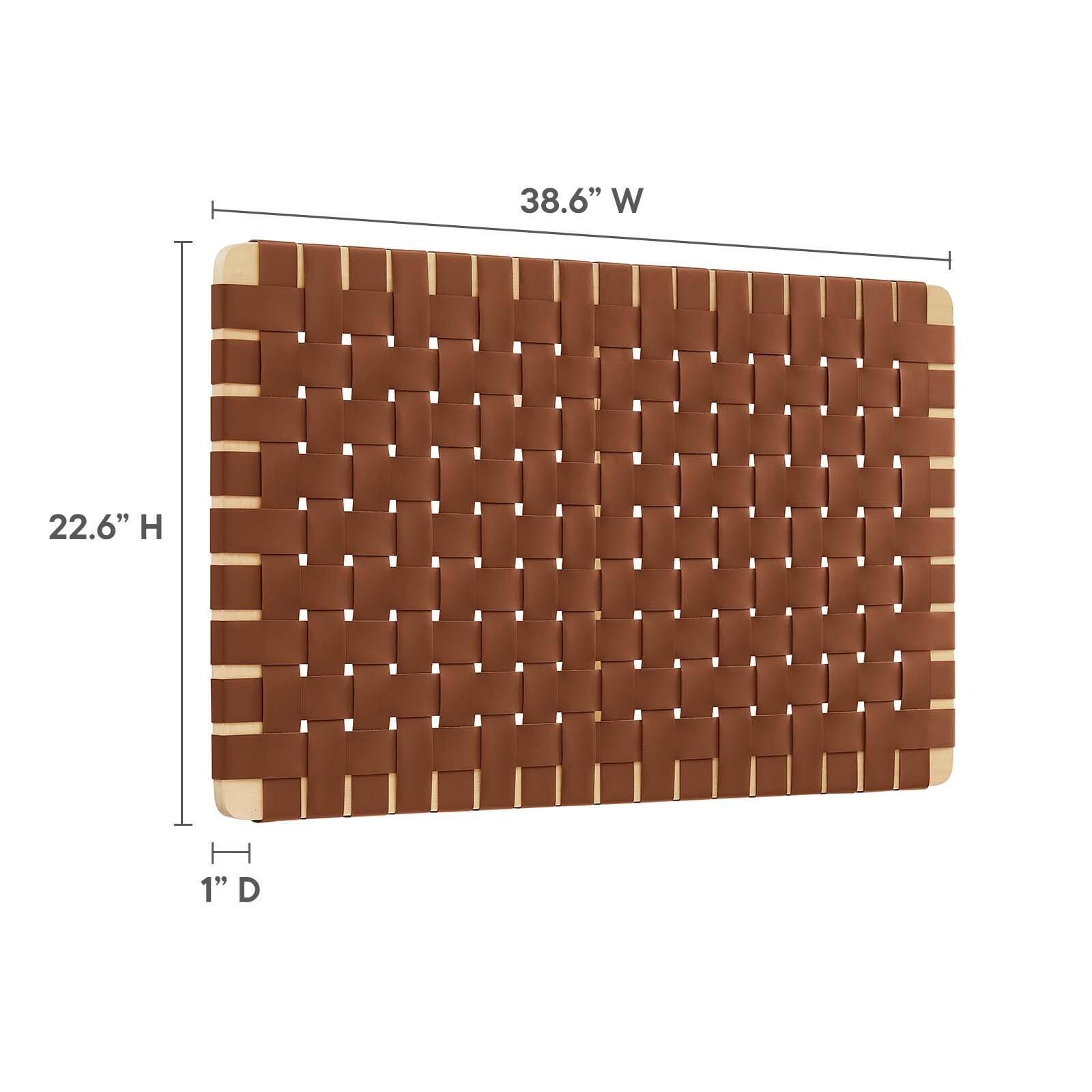 Sparta Weave Wall-Mount Twin Vegan Leather Headboard, Natural/Brown, large