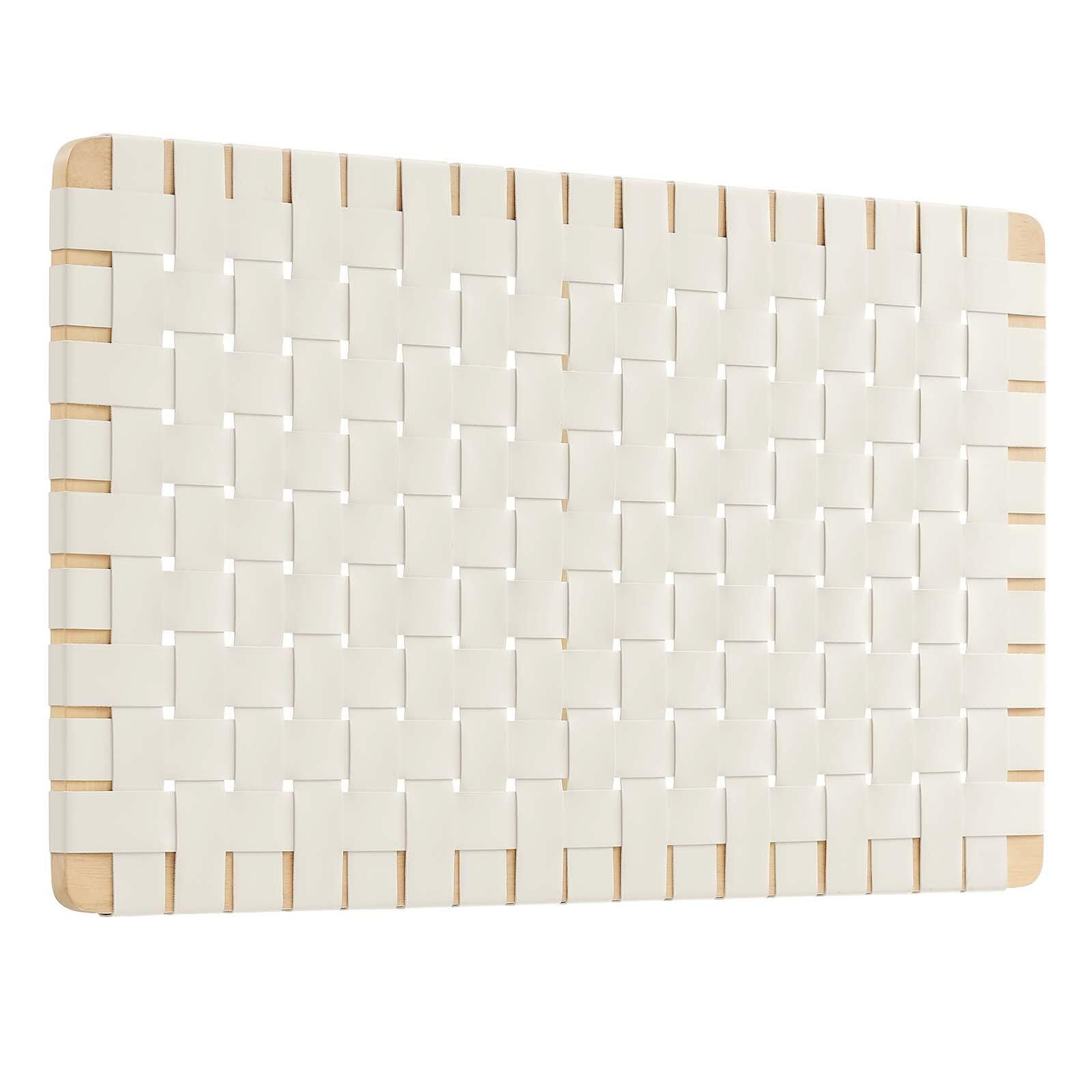 Sparta Weave Wall-Mount Twin Vegan Leather Headboard, Natural/Beige, large