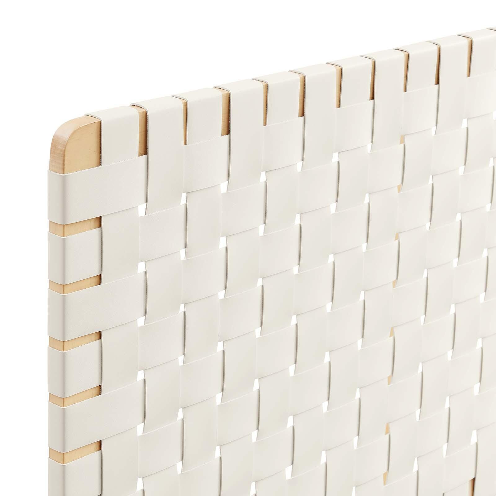 Sparta Weave Wall-Mount Twin Vegan Leather Headboard, Natural/Beige, large