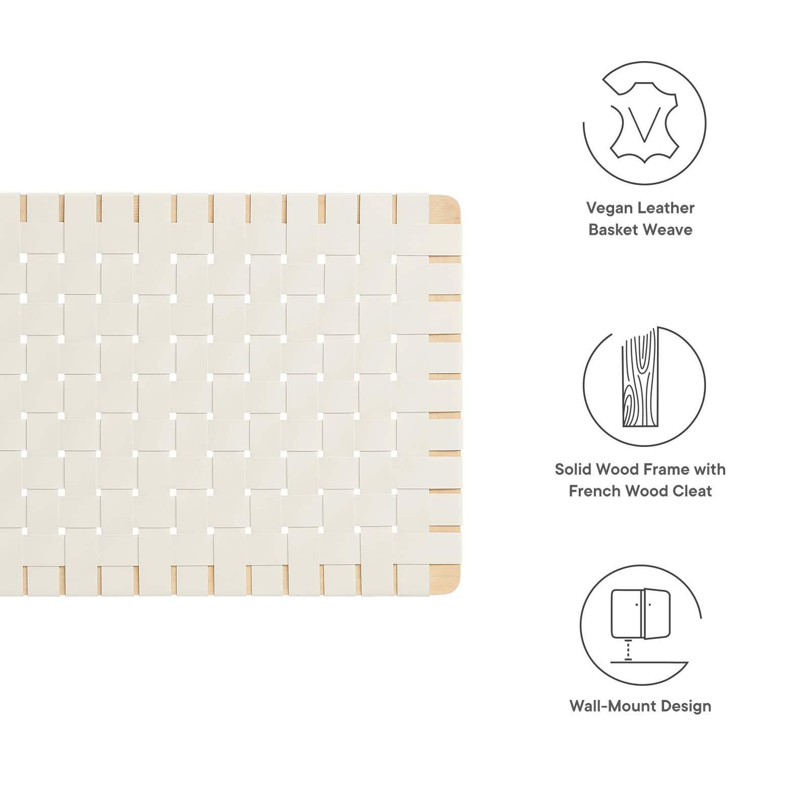 Sparta Weave Wall-Mount Twin Vegan Leather Headboard, Natural/Beige, large