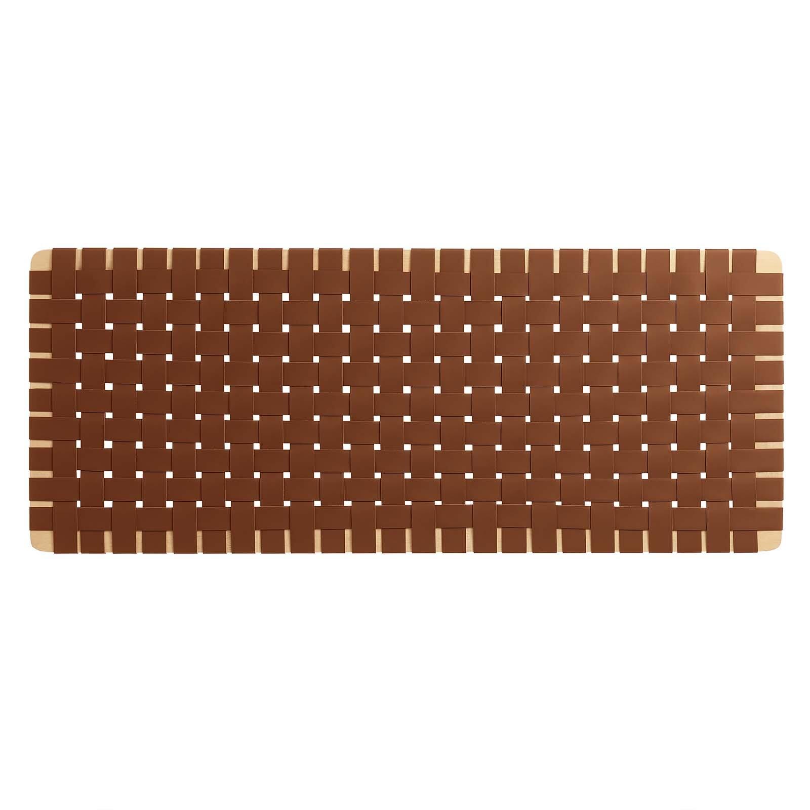 Sparta Weave Wall-Mount Full Vegan Leather Headboard, Natural/Brown, large