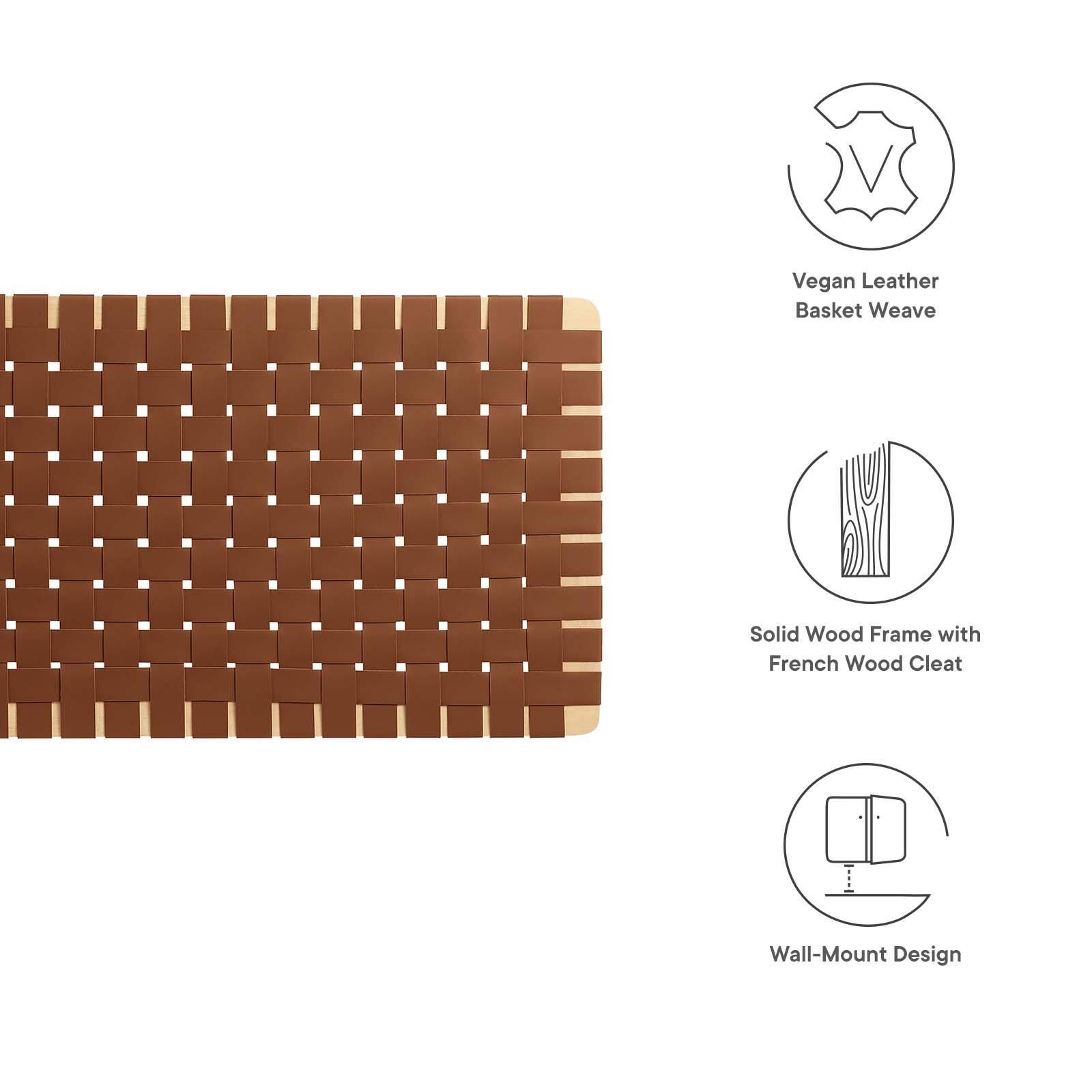 Sparta Weave Wall-Mount Full Vegan Leather Headboard, Natural/Brown, large