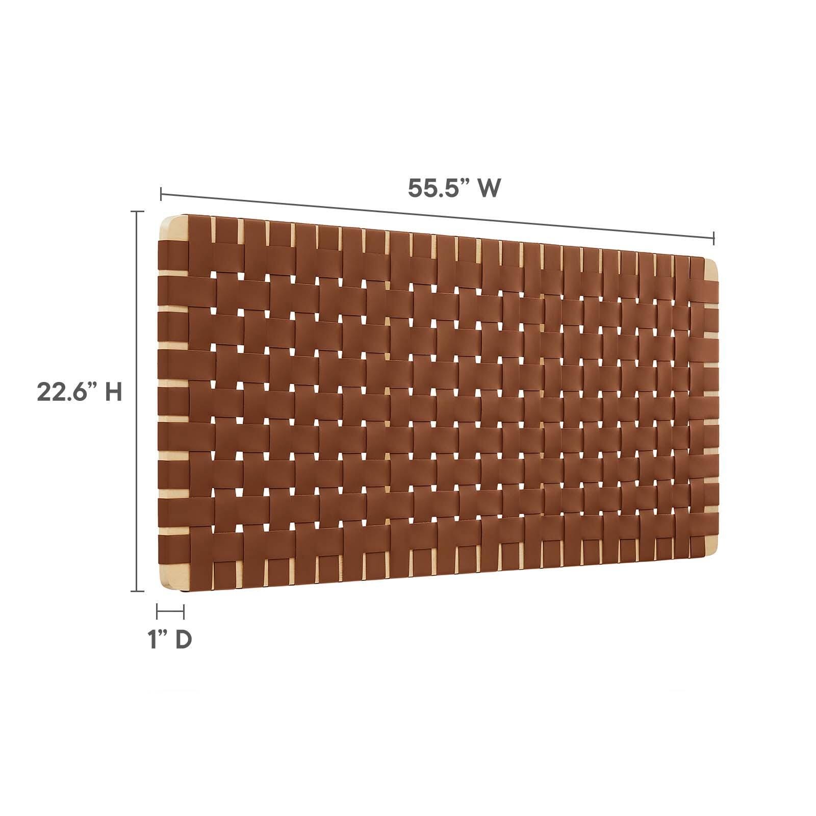 Sparta Weave Wall-Mount Full Vegan Leather Headboard, Natural/Brown, large