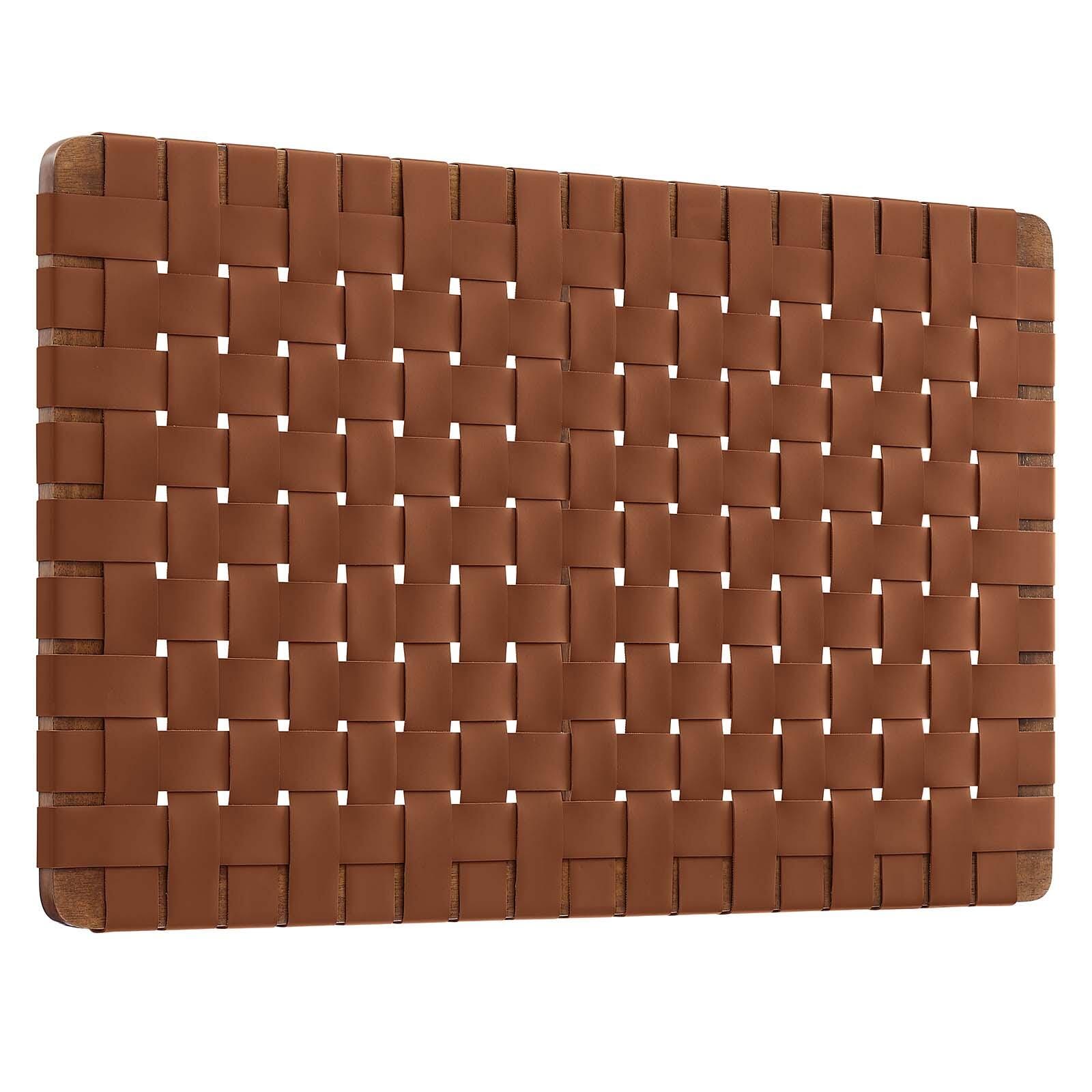 Sparta Weave Wall-Mount Twin Vegan Leather Headboard, Walnut/Brown, large