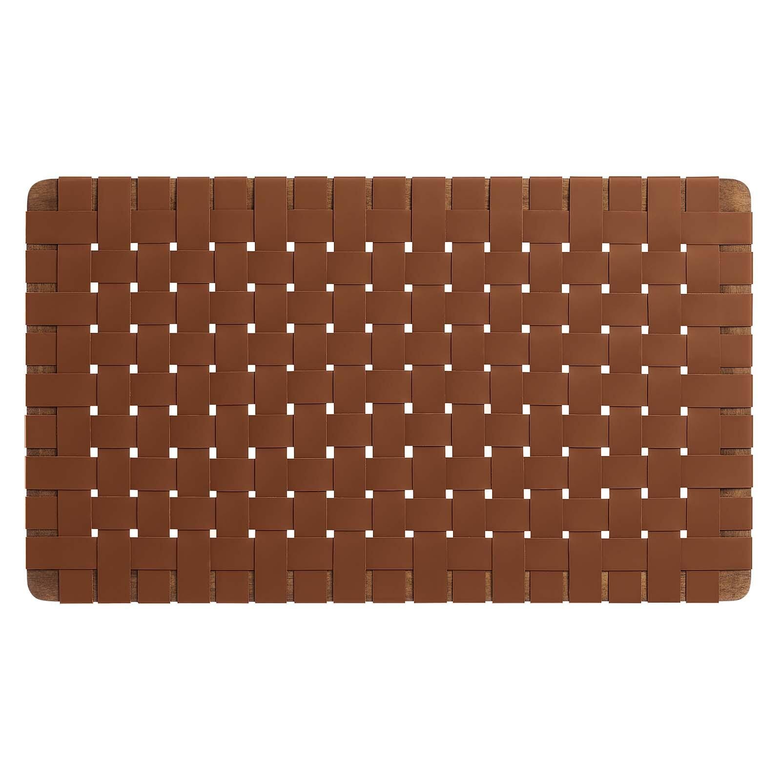 Sparta Weave Wall-Mount Twin Vegan Leather Headboard, Walnut/Brown, large