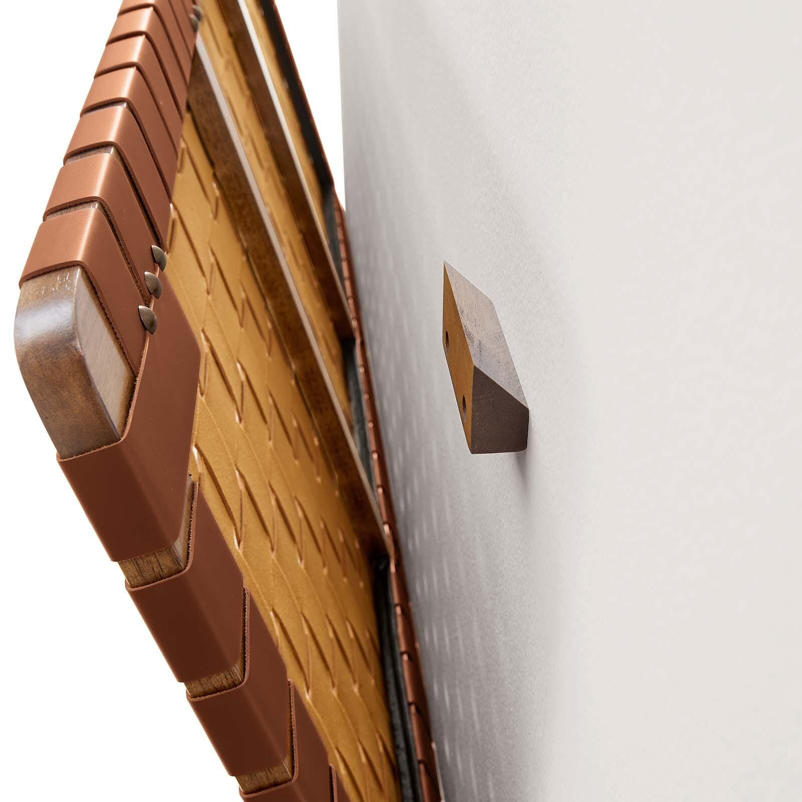 Sparta Weave Wall-Mount Twin Vegan Leather Headboard, Walnut/Brown, large