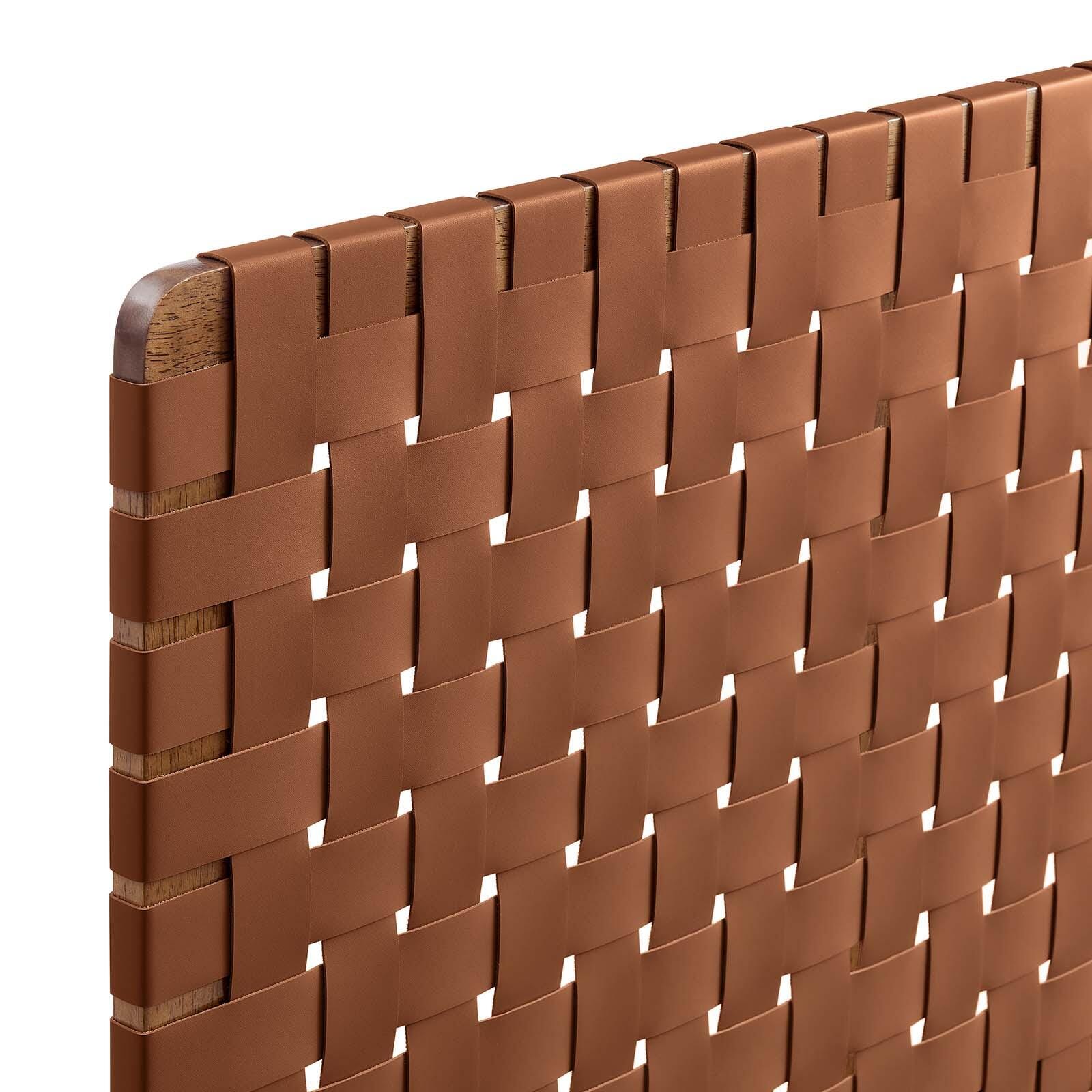 Sparta Weave Wall-Mount Twin Vegan Leather Headboard, Walnut/Brown, large