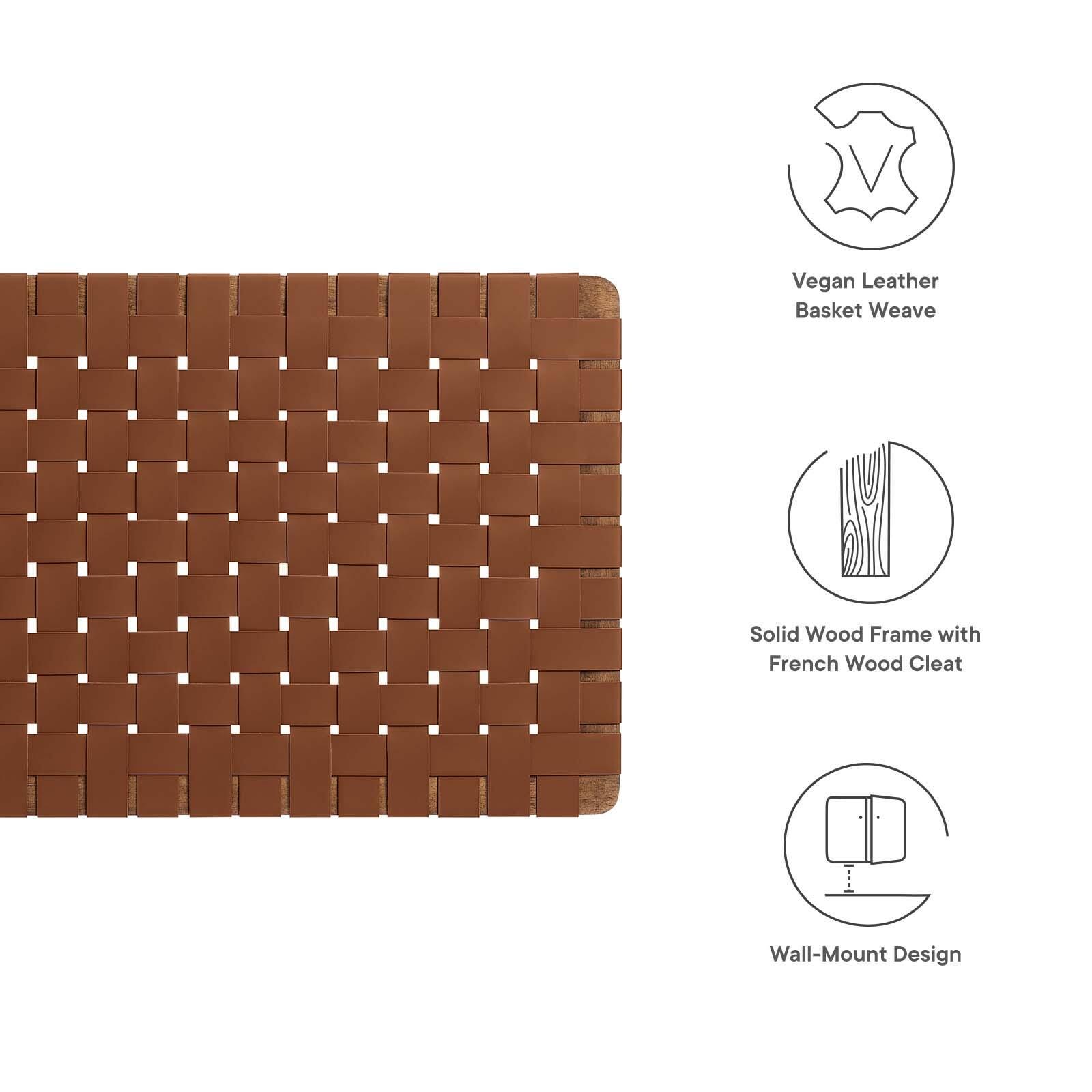 Sparta Weave Wall-Mount Twin Vegan Leather Headboard, Walnut/Brown, large