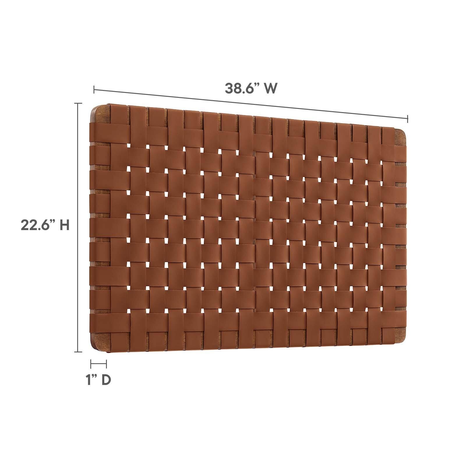 Sparta Weave Wall-Mount Twin Vegan Leather Headboard, Walnut/Brown, large