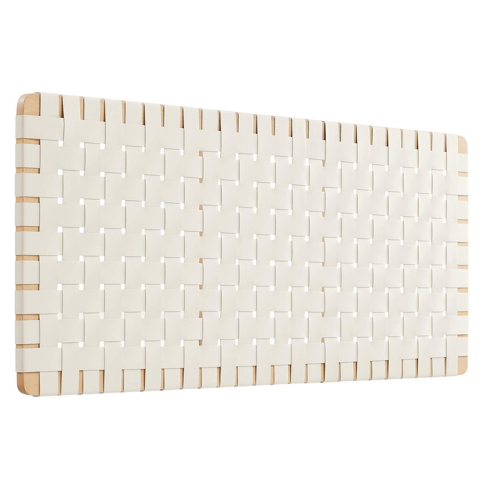 Sparta Weave Wall-Mount Full Vegan Leather Headboard, Natural/Beige, large