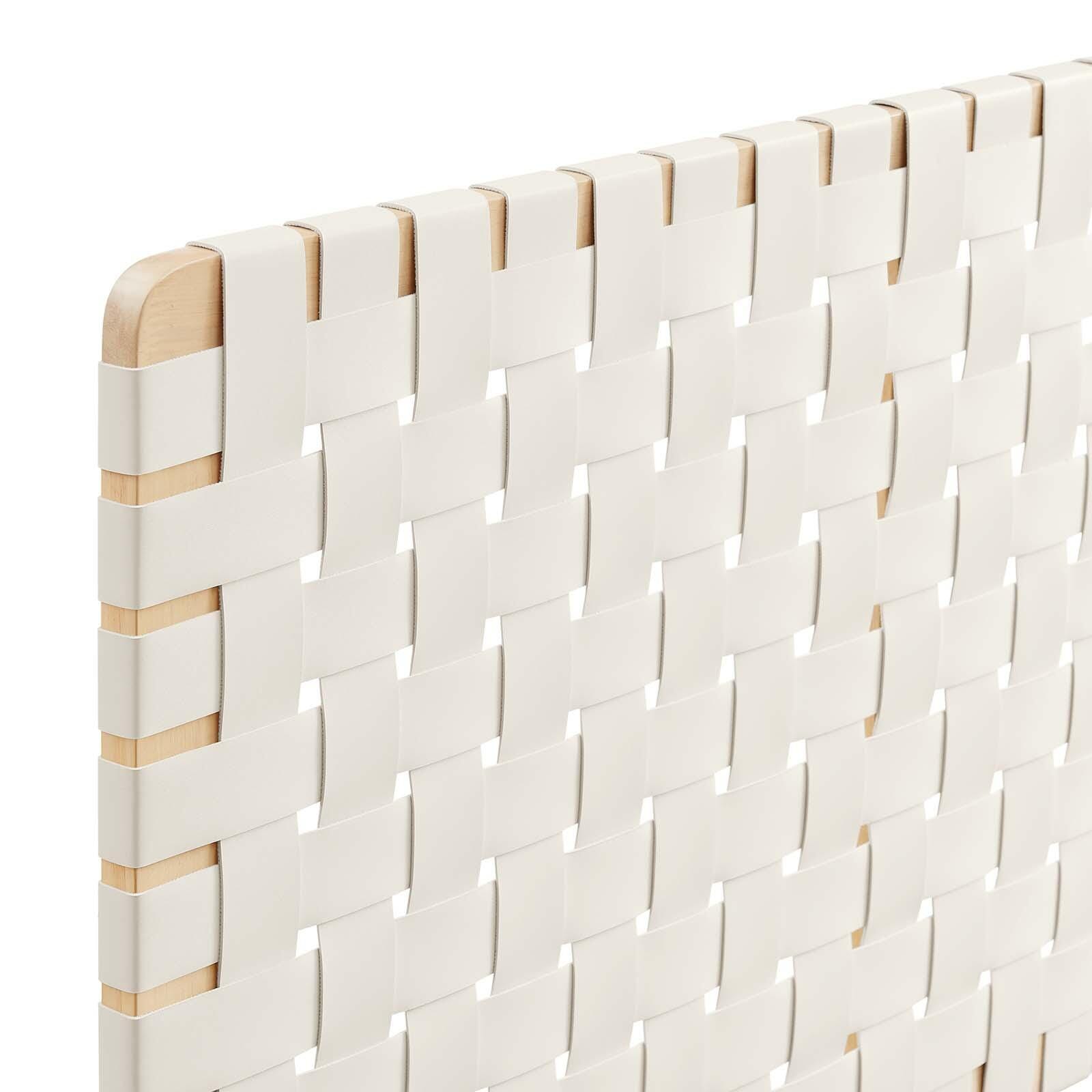 Sparta Weave Wall-Mount Full Vegan Leather Headboard, Natural/Beige, large